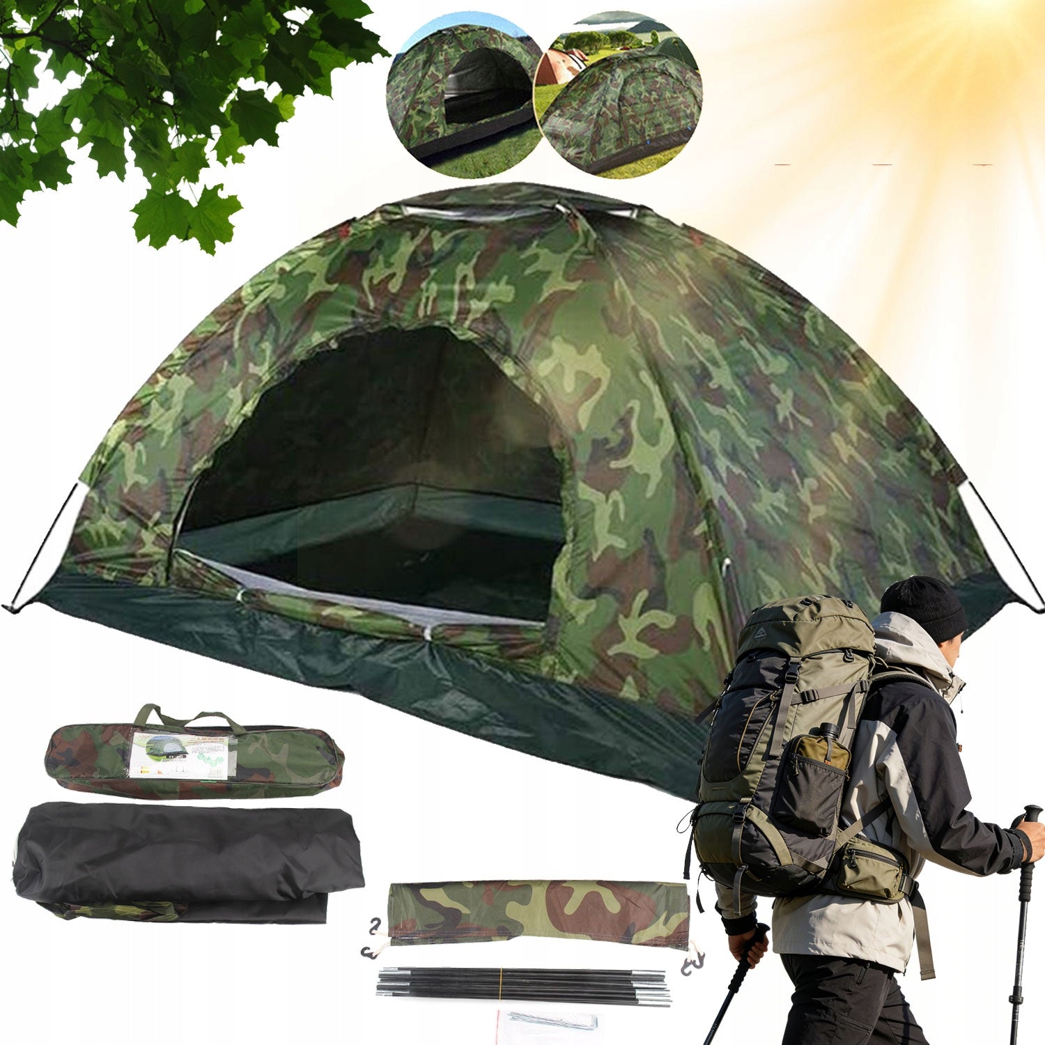 SELF-FOLDING TENT 2-PERSON 200 x150 x110 CM CAMPING