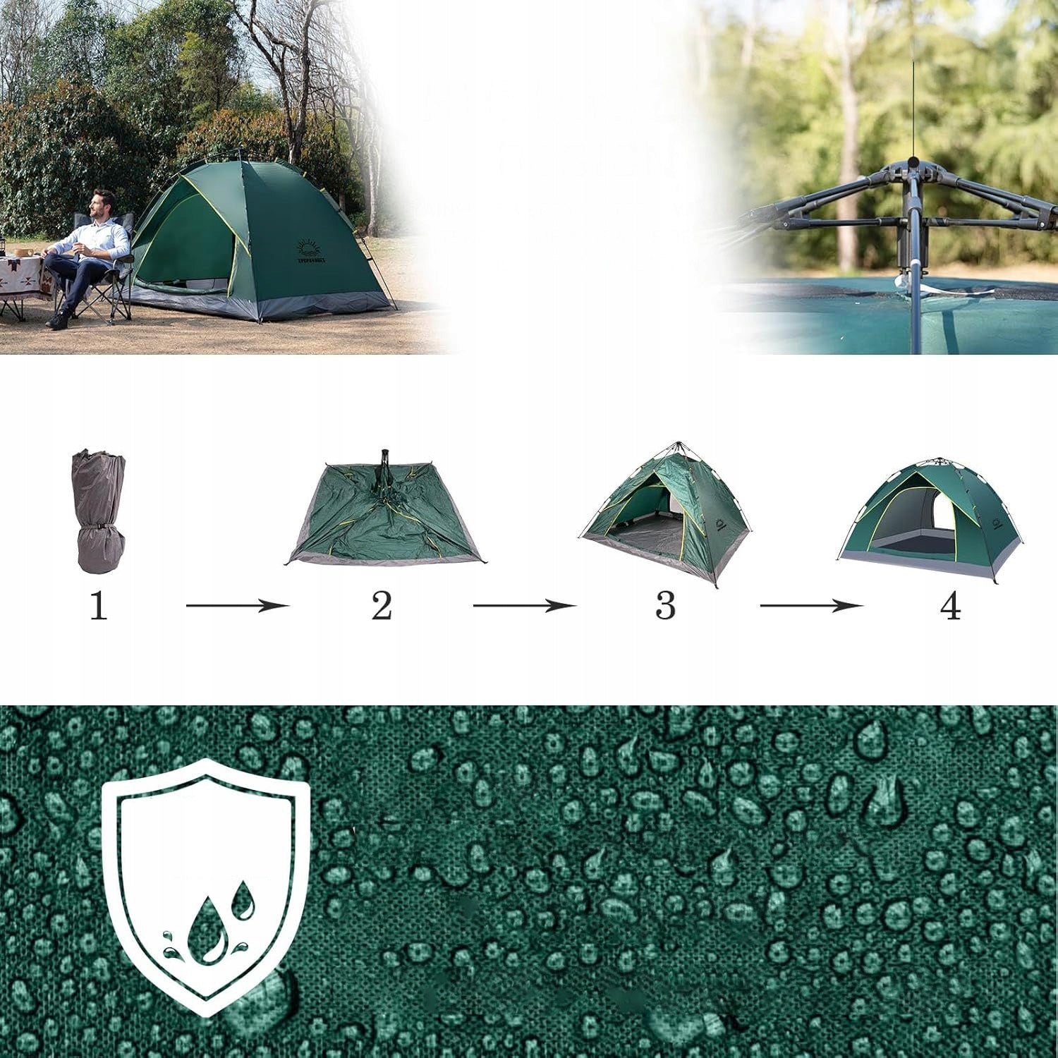 SELF-FOLDING TENT AUTOMATIC 2-3 PERSONS FOR CAMPING, HIKING Manufacturer code AUTOMATYCZNY NAMIOT KEMPINGOWY