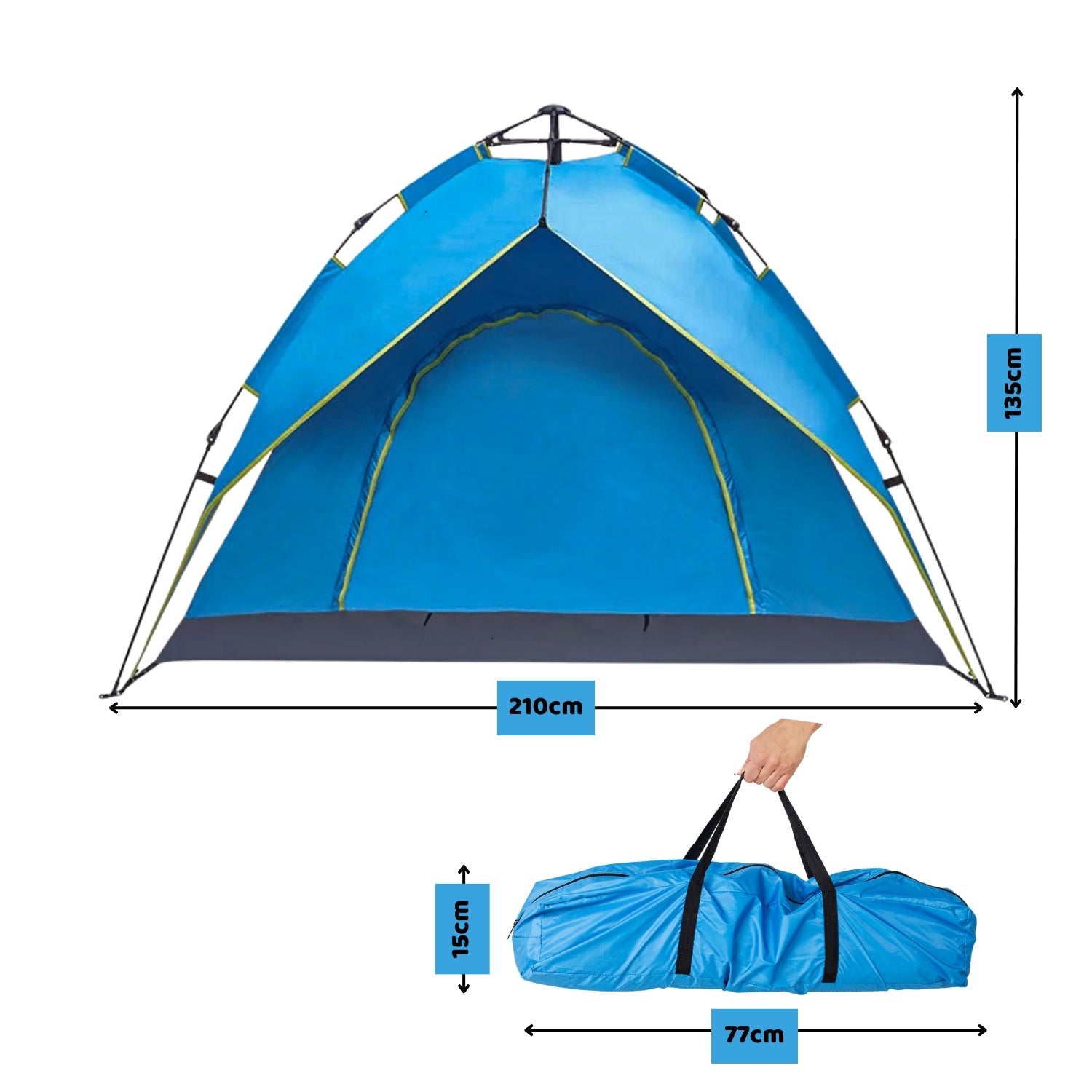 SELF-FOLDING TOURIST TENT 3 PERSON CAMPING 2X SLEEPING BAG SET EAN (GTIN) 5905930964079