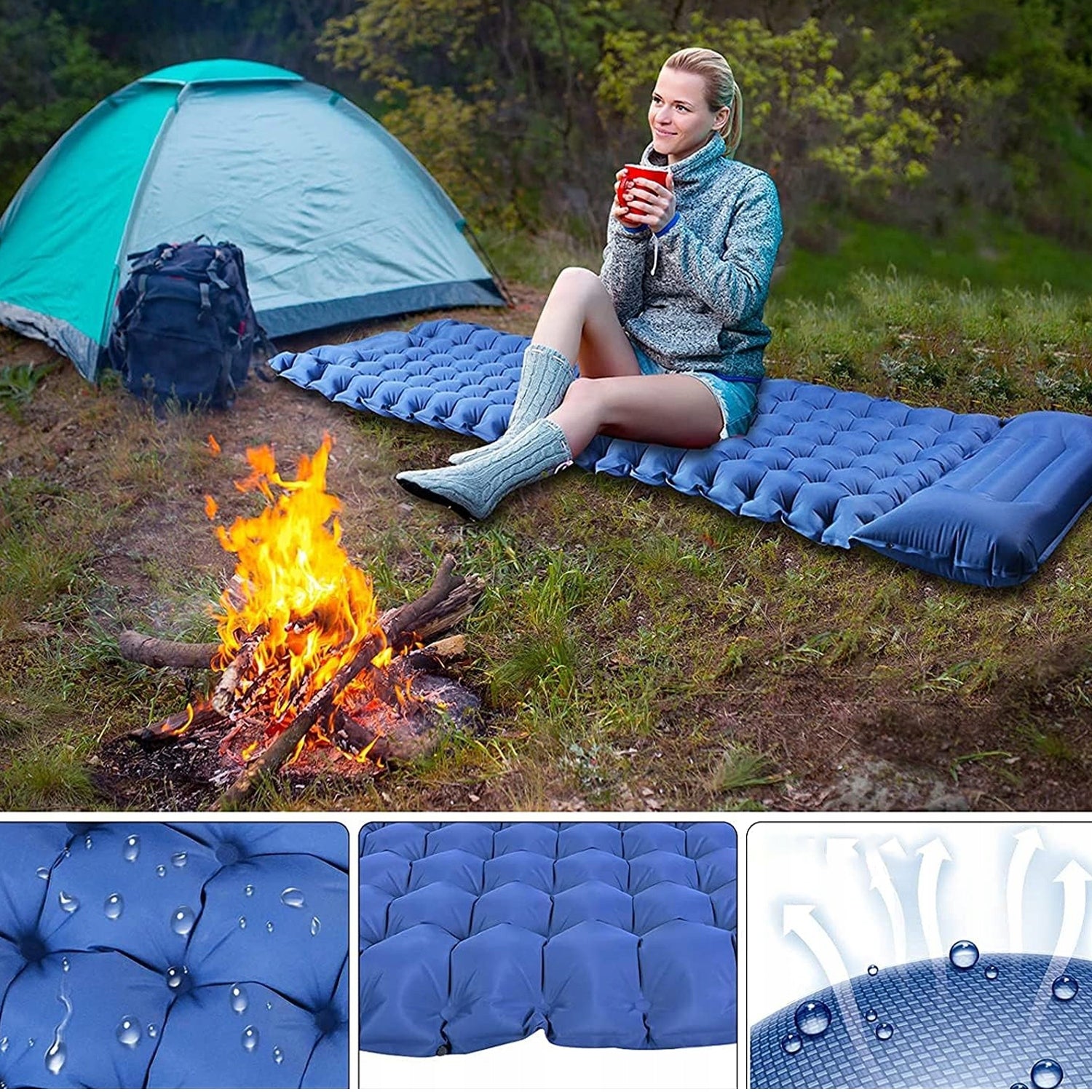 SELF-INFLATING MAT TOURIST MATTRESS MAT FOR TENT + COVER Brand no brand
