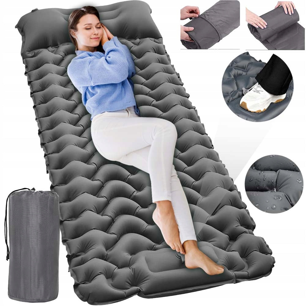 SELF-INFLATING MAT TOURIST MATTRESS SINGLE 193CM WITH PILLOW + BAG