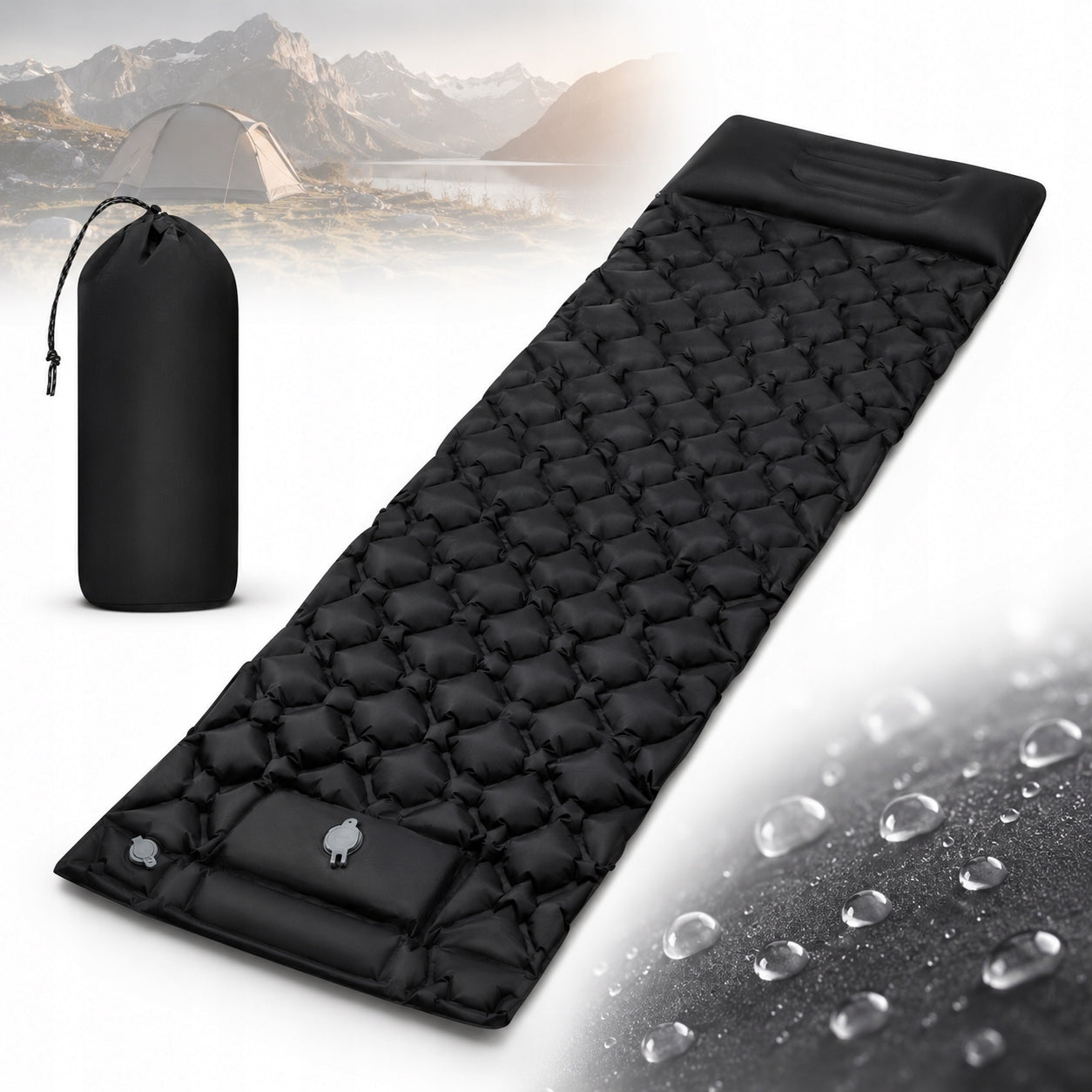 SELF-INFLATING MATTRESS HIKING BUILT-IN FOOT PUMP pillow cover