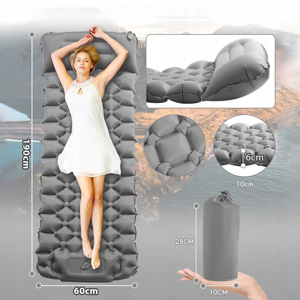 SELF-INFLATING TOURIST MATTRESS ULTRALIGHT RETRACTABLE PUMP MAT 190x60 cm Brand no brand