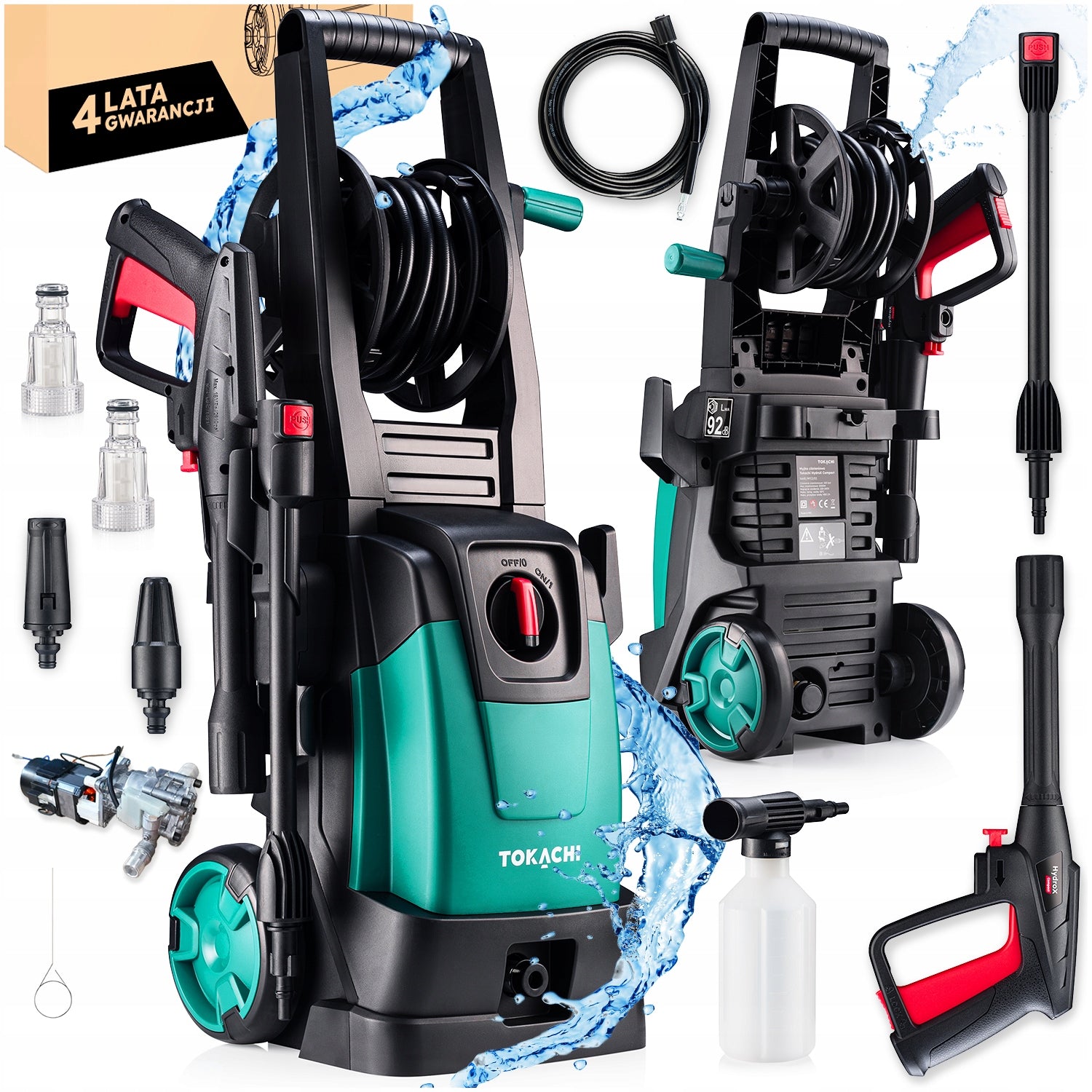 SELF-SUCTION PRESSURE WASHER POWERFUL PUMP 2000W TURBO NOZZLE L6 RETRACTOR SET