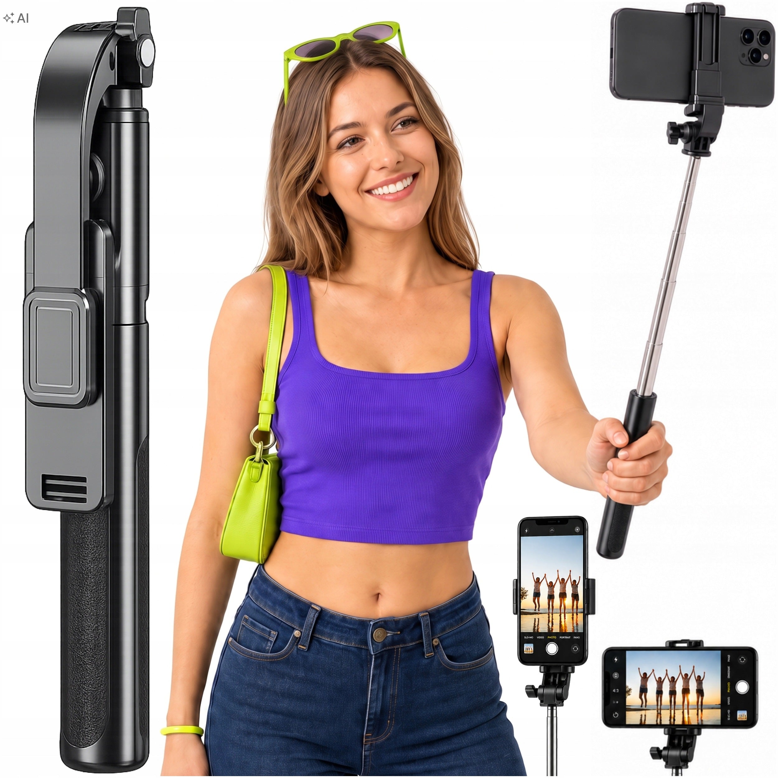 SELFIE STICK PHONE TRIPOD WITH REMOTE CONTROL TRIPOD BLUETOOTH HOLDER