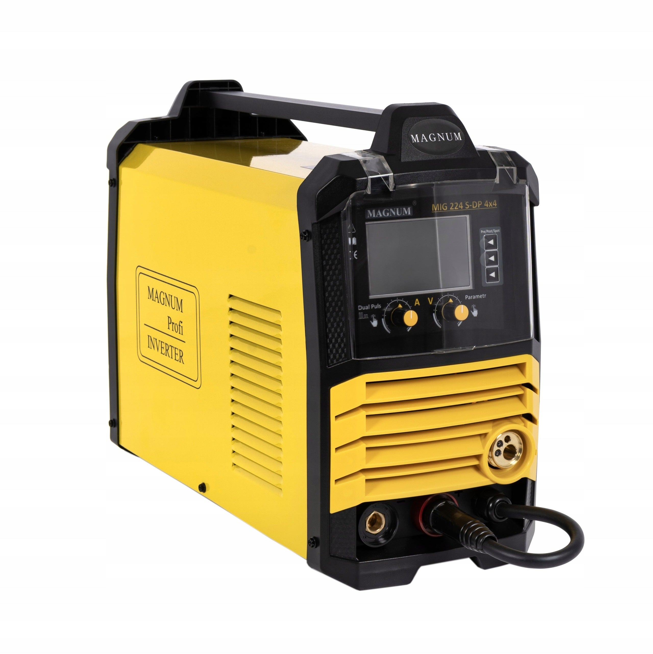 SEMI-AUTOMATIC INVERTER MAGNUM MIG 224 LCD DUAL PULSE MMA SYNERGY 4x4, 200A 60% Packaging status original
