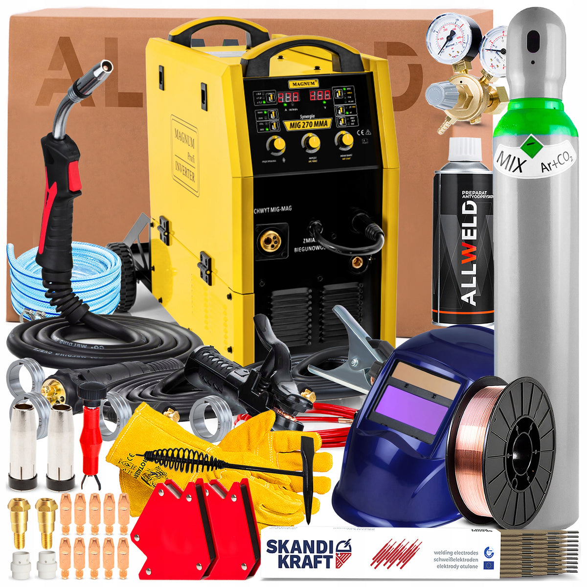 SEMI-AUTOMATIC MAGNUM MIG 270 MMA 400V 270A TIG DC MMA SYNERGY FOR STEEL AND ALU