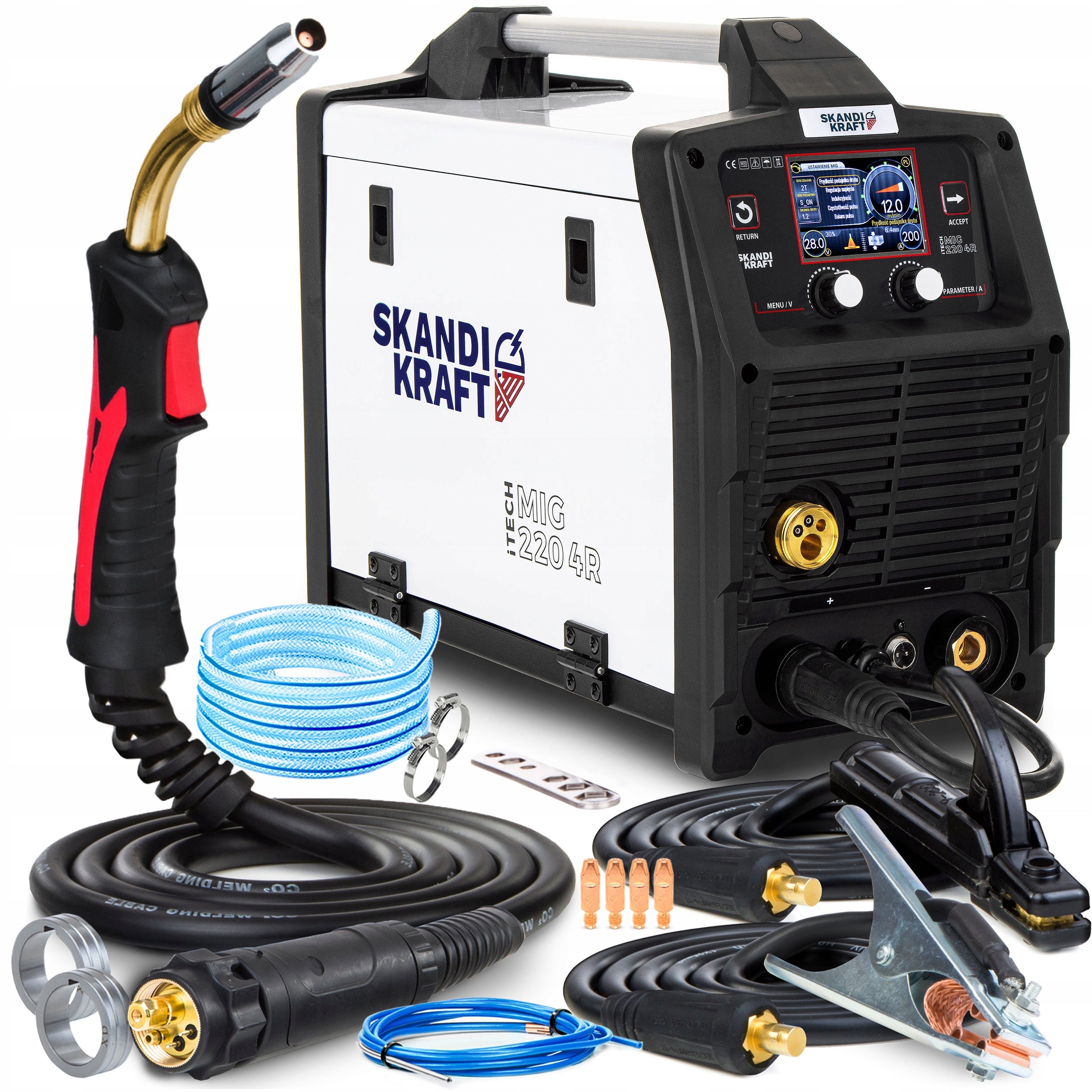 SEMI-AUTOMATIC WELDER MIGOMAT MIG/TIG/MMA iTECH MIG 220 4R 200A SKANDI KRAFT