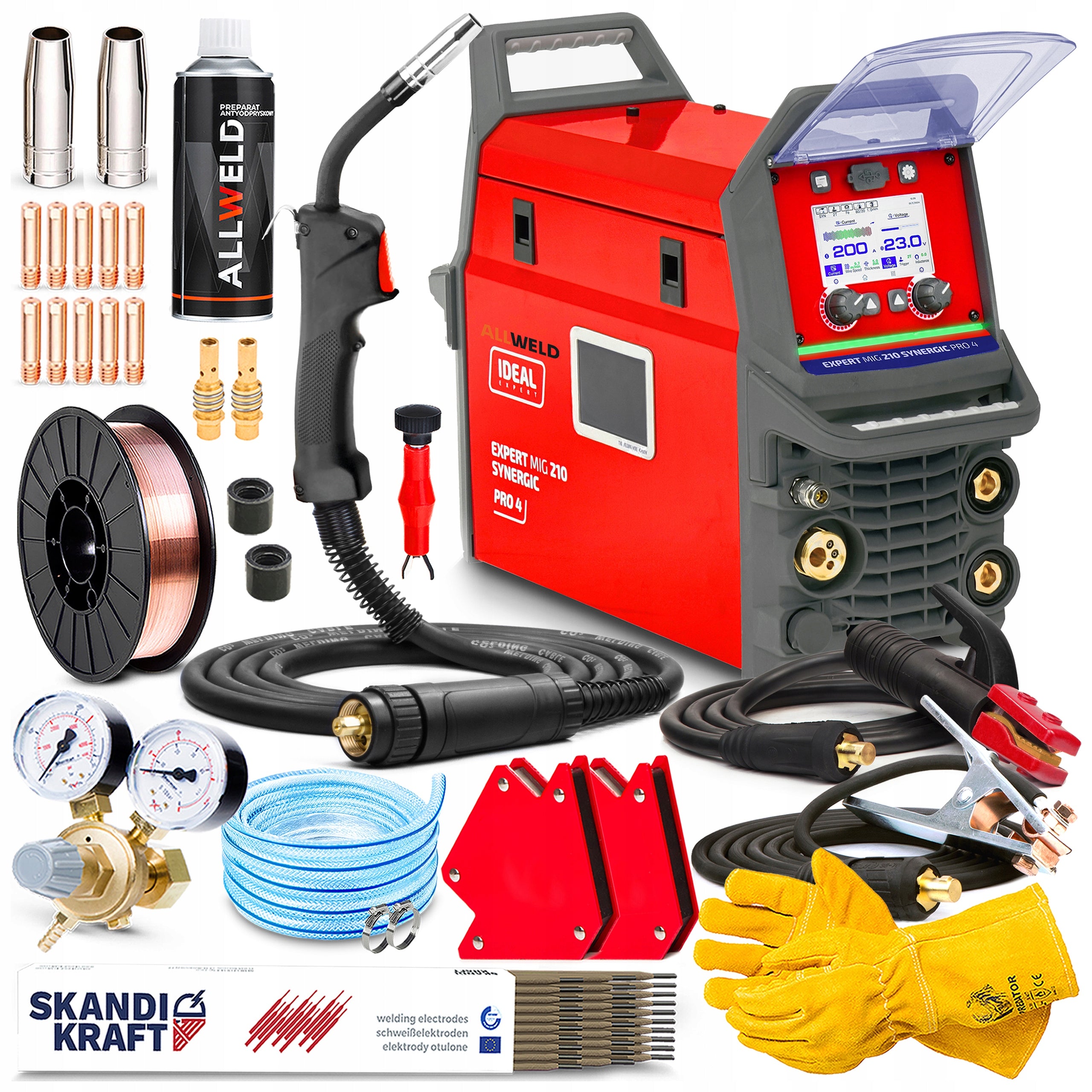SEMI-AUTOMATIC WELDING MACHINE IDEAL EXPERT MIG 210 SYNERGIC PRO4 LCD MMA TIG 200A