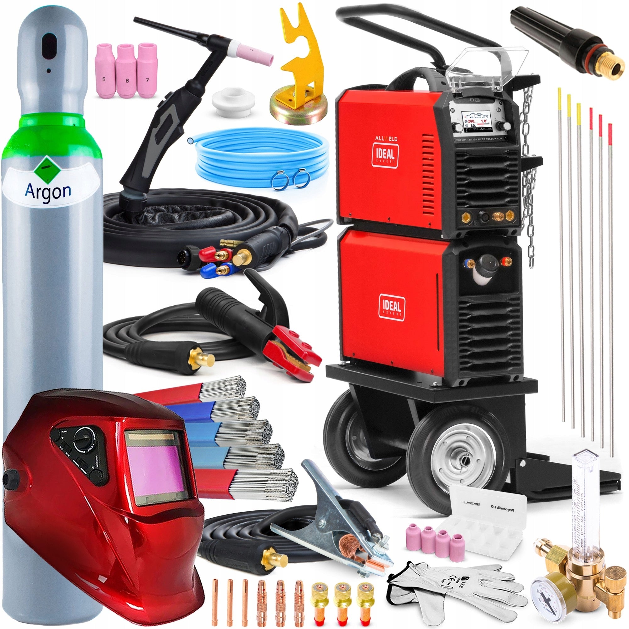 SEMI-AUTOMATIC WELDING MACHINE IDEAL EXPERT TIG 220 AC/DC PULSE LCD 230V 220A HF 4M