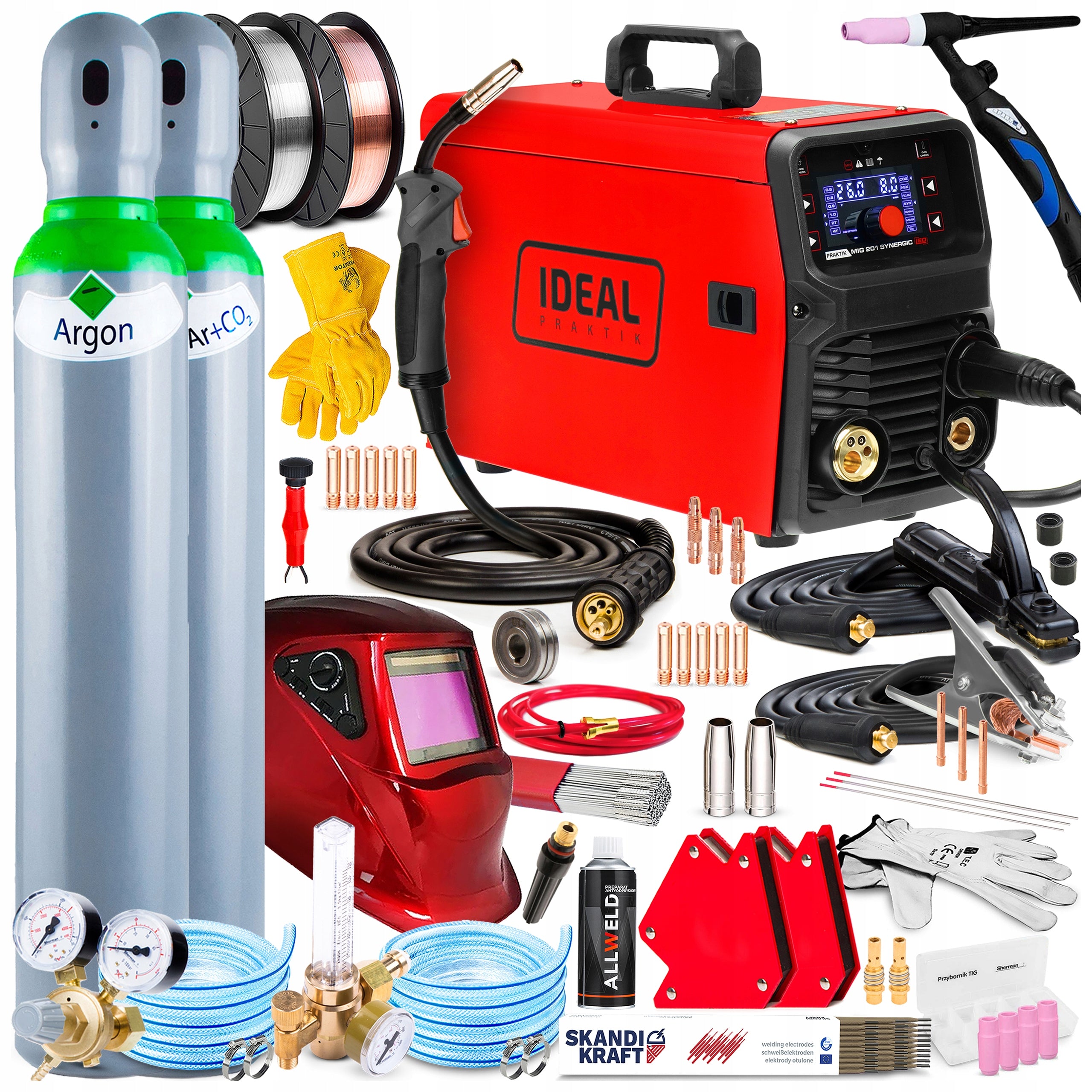 SEMI-AUTOMATIC WELDING MACHINE IDEAL PRAKTIK MIG 201 SYNERGIC LED MMA TIG 230V 200A