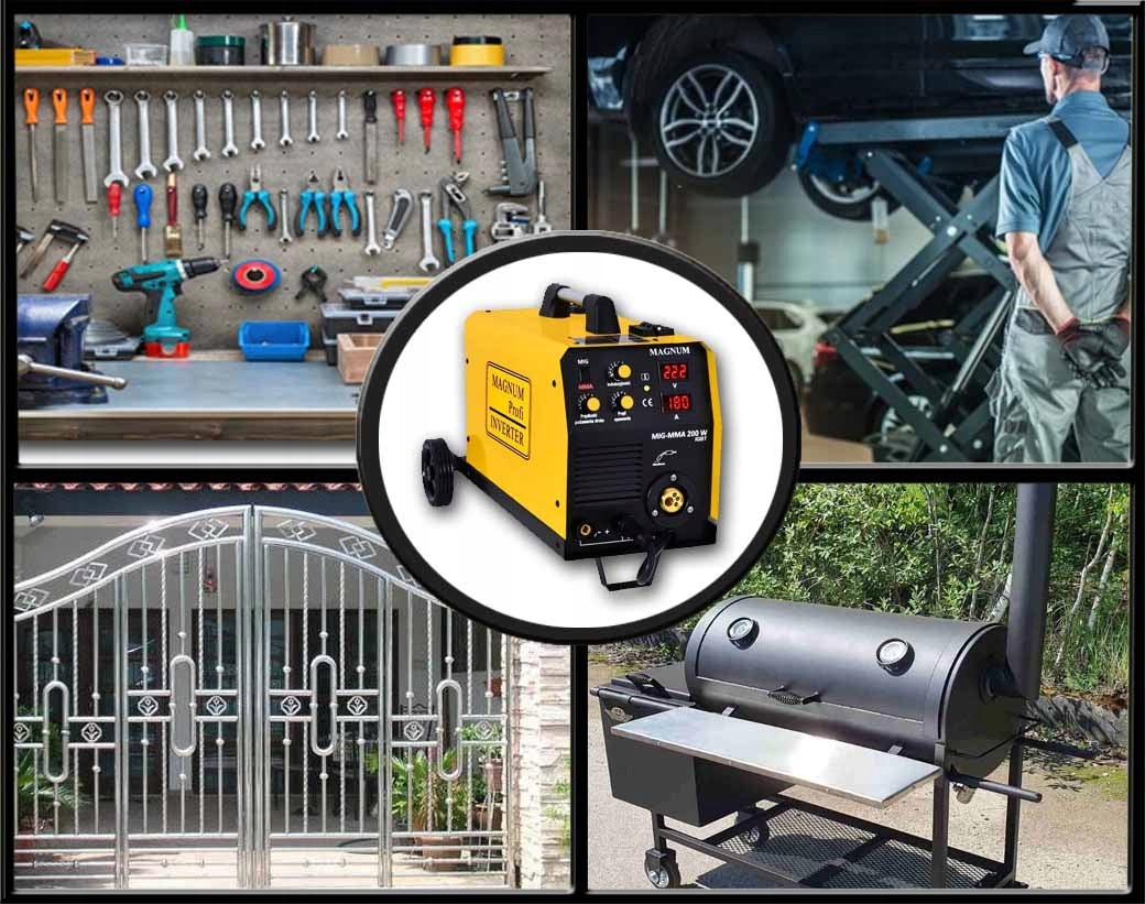 SEMI-AUTOMATIC WELDING MACHINE MAGNUM MIG 200W MIG TIG MMA Duty cycle time 60%