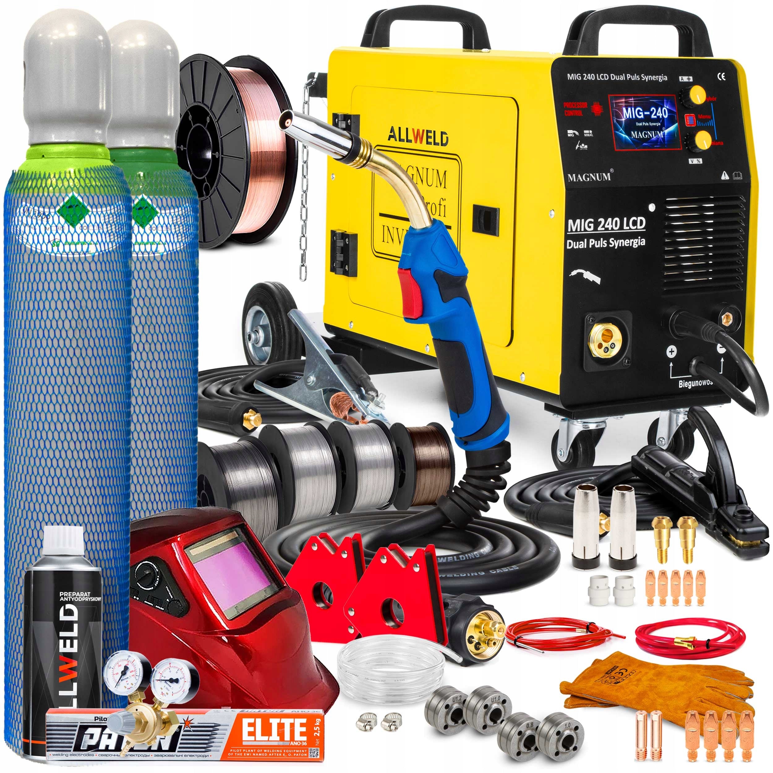 SEMI-AUTOMATIC WELDING MACHINE MAGNUM MIG 240 LCD DUAL PULSE SYNERGY 3IN1