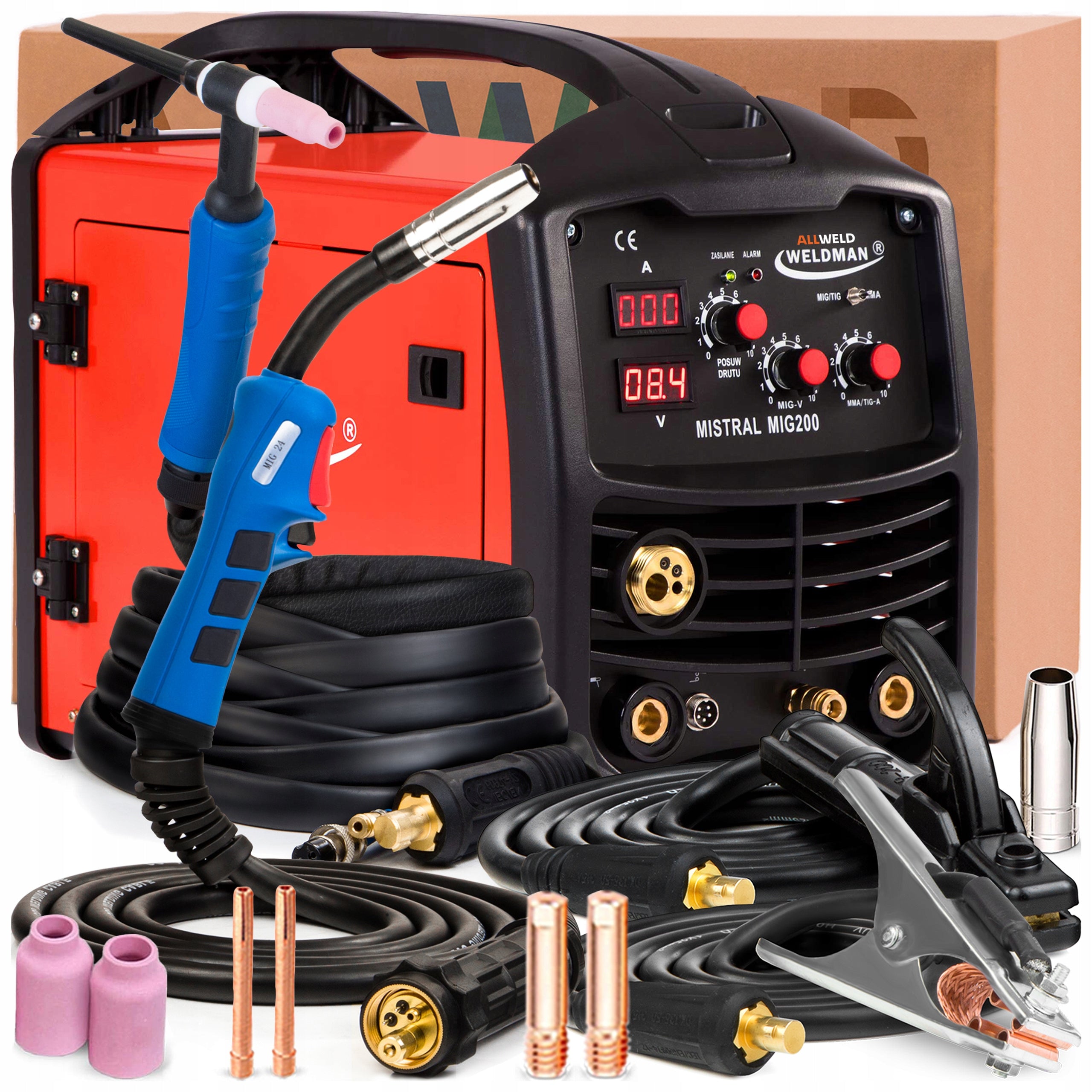 SEMI-AUTOMATIC WELDING MACHINE WELDMAN MISTRAL MIG 200 230V 200A MMA TIG DC FLUX