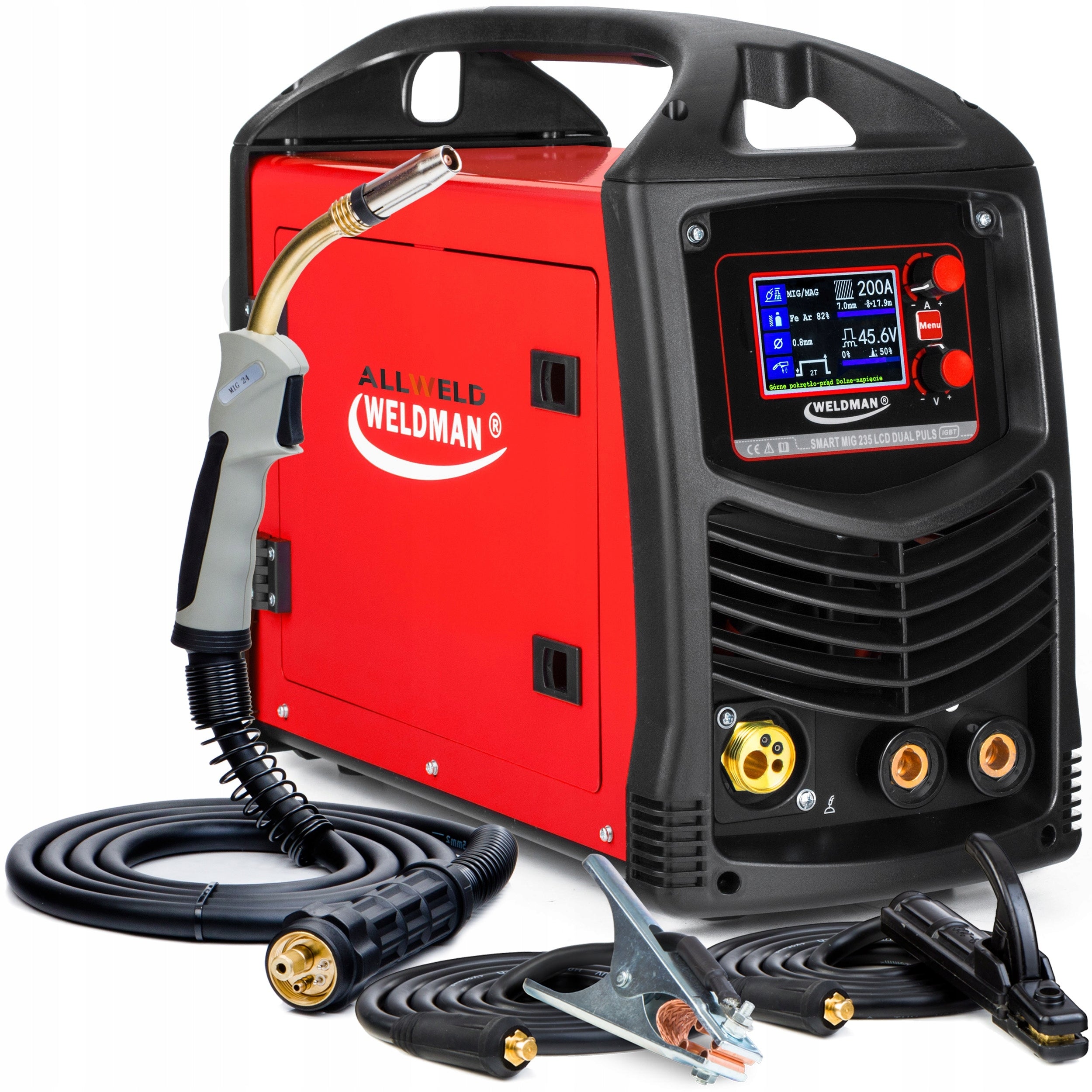 SEMI-AUTOMATIC WELDING MACHINE WELDMAN SMART MIG 235 LCD DUAL PULSE IGBT 200A 230V EAN (GTIN) 5907195561499
