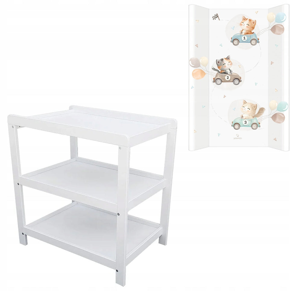 SEMI-CHANGING TABLE WHITE +SOFT CHANGING TABLE PROFILED MAT HIGHER SIDES KITTEN Packaging status original