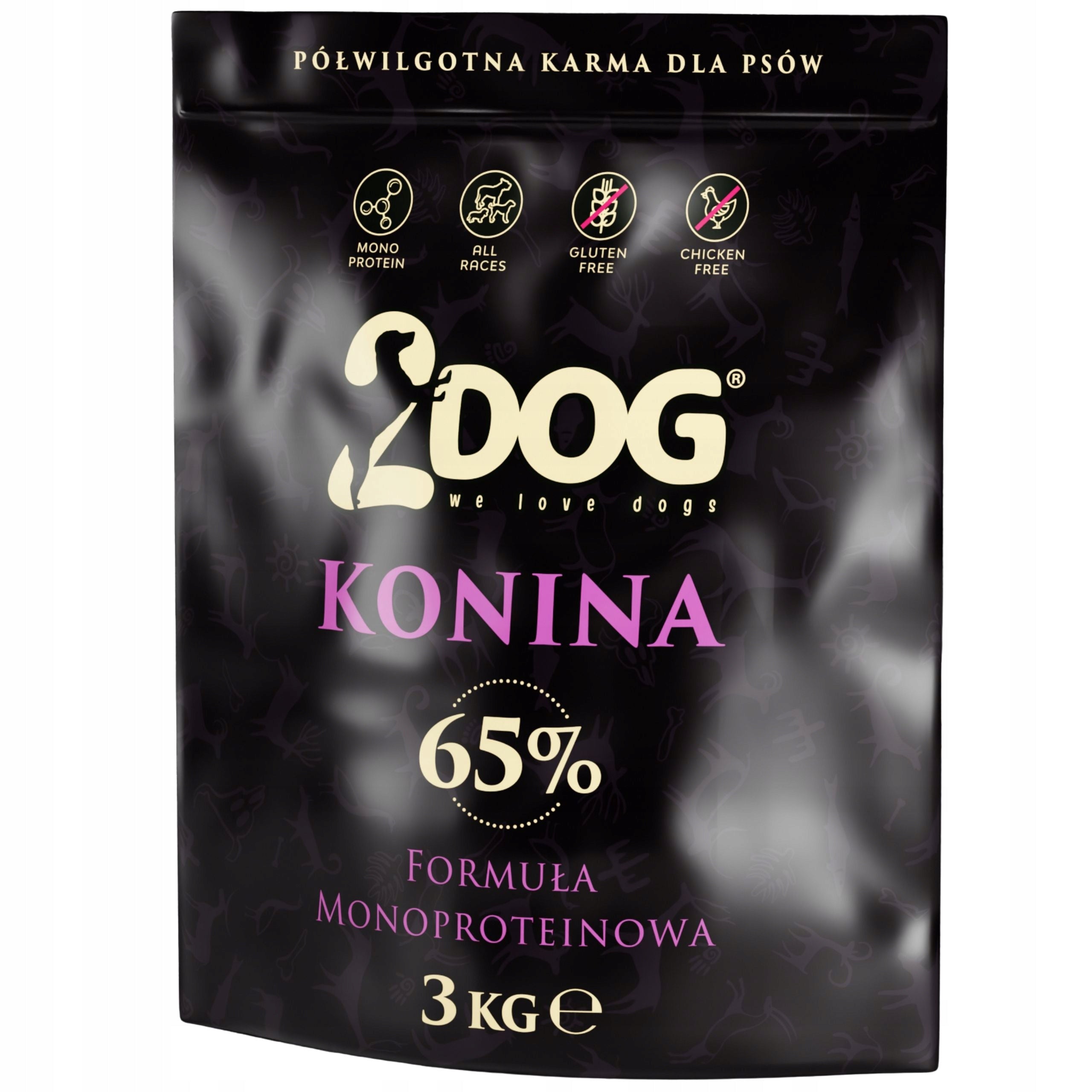 SEMI-MOIST DOG FOOD 2DOG HORSEMEAT 65% MONOPTOTEIN MEAT WITHOUT GRAINS 6kg Brand 2DOG we love dogs