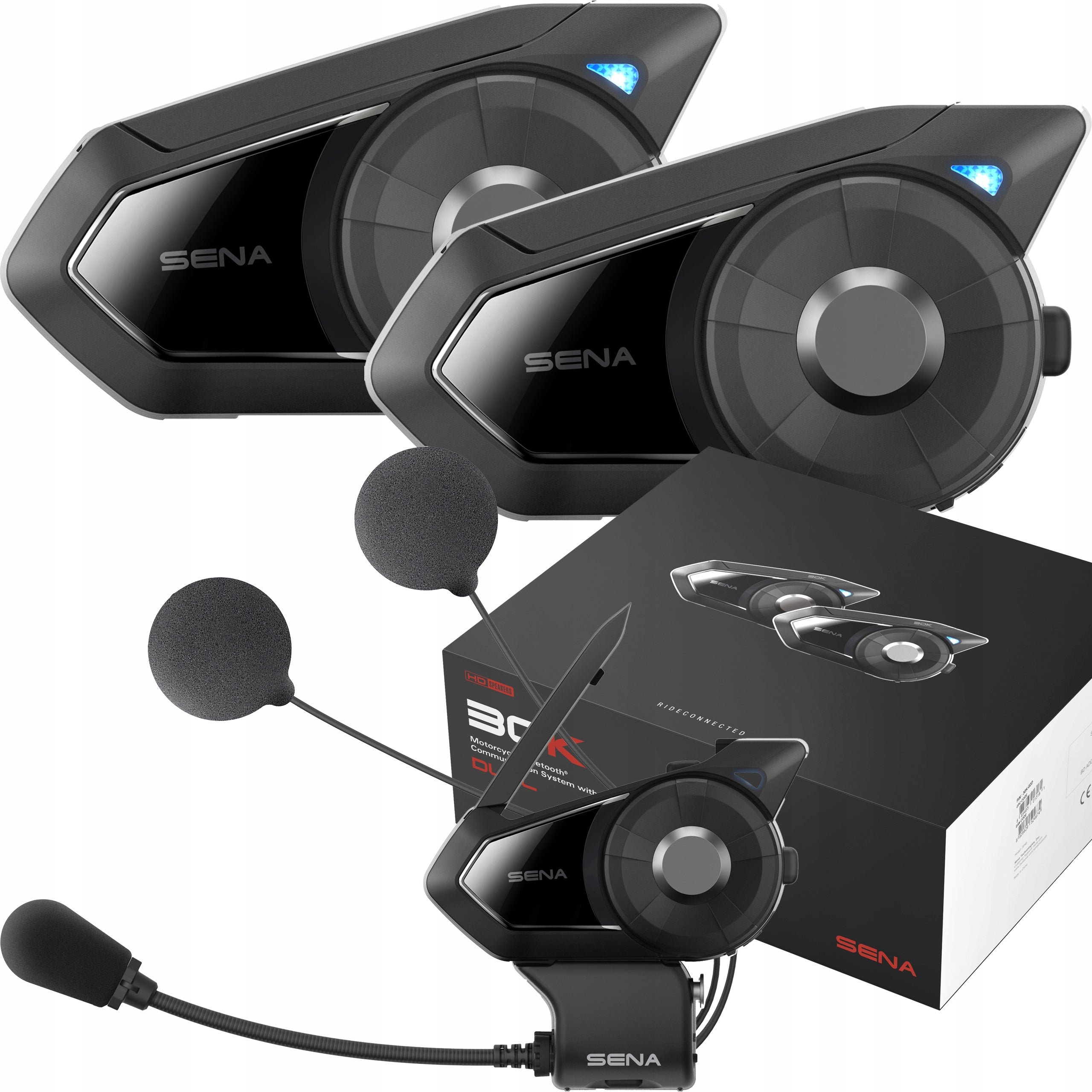 SENA 30K-03D Motorcycle Intercom For 2 Helmets and Phone Holder FREEBIE Packaging status original