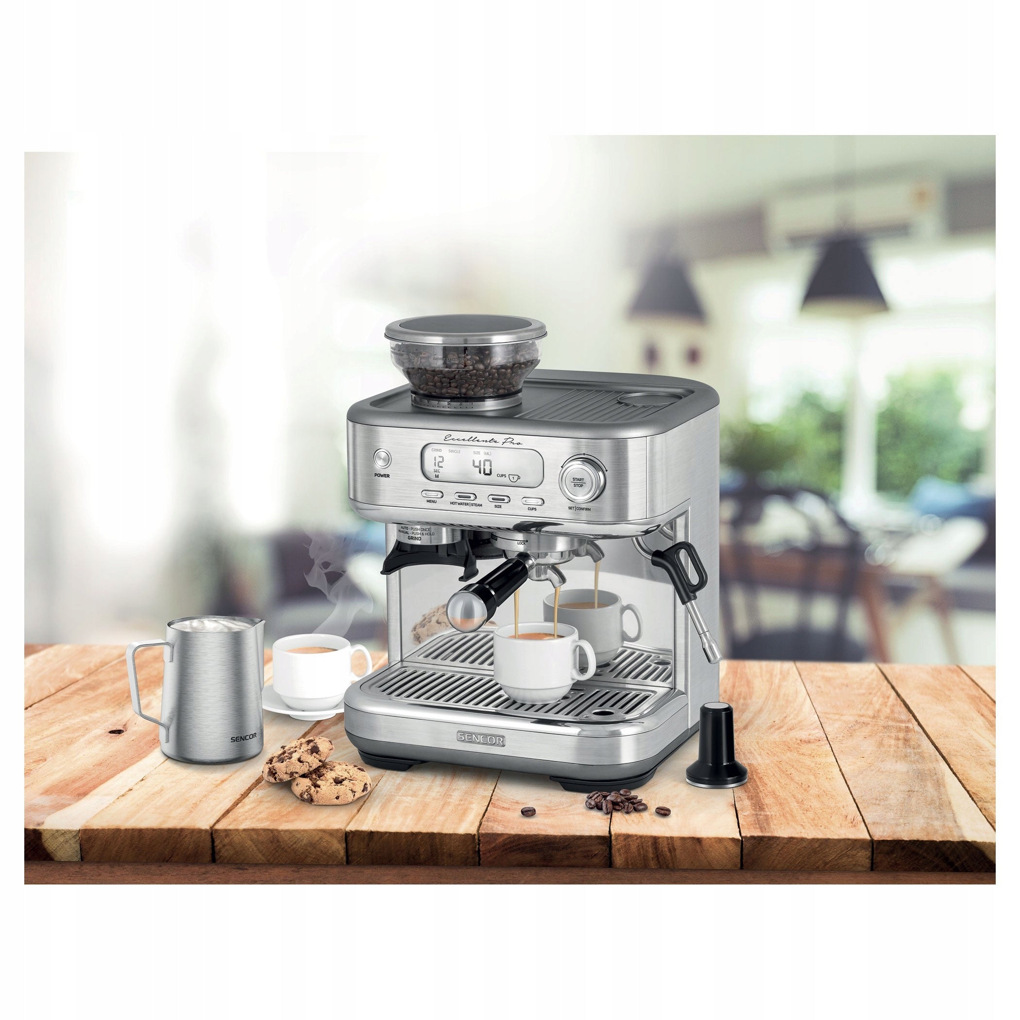 SENCOR SES6050SS coffee maker 15-BAR milk frother heat grinder Brand Sencor