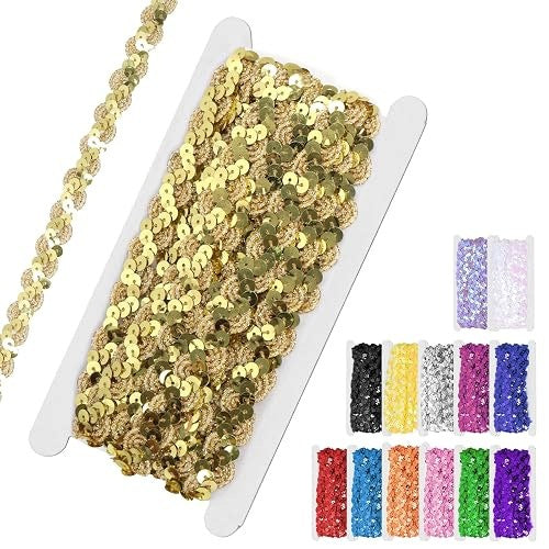 SEQUIN LACE GOLD FOR SEWING DECORATIVE 10 M FOR SEAMSTRESS FOR DRESSES Brand no brand