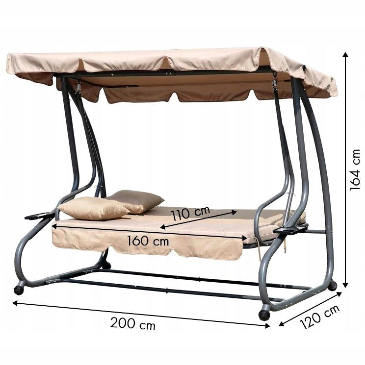 SERENA GARDEN SWING, 3-SEATER, FOLD-OUT 2IN1, MATTRESS, PILLOWS Kind freestanding