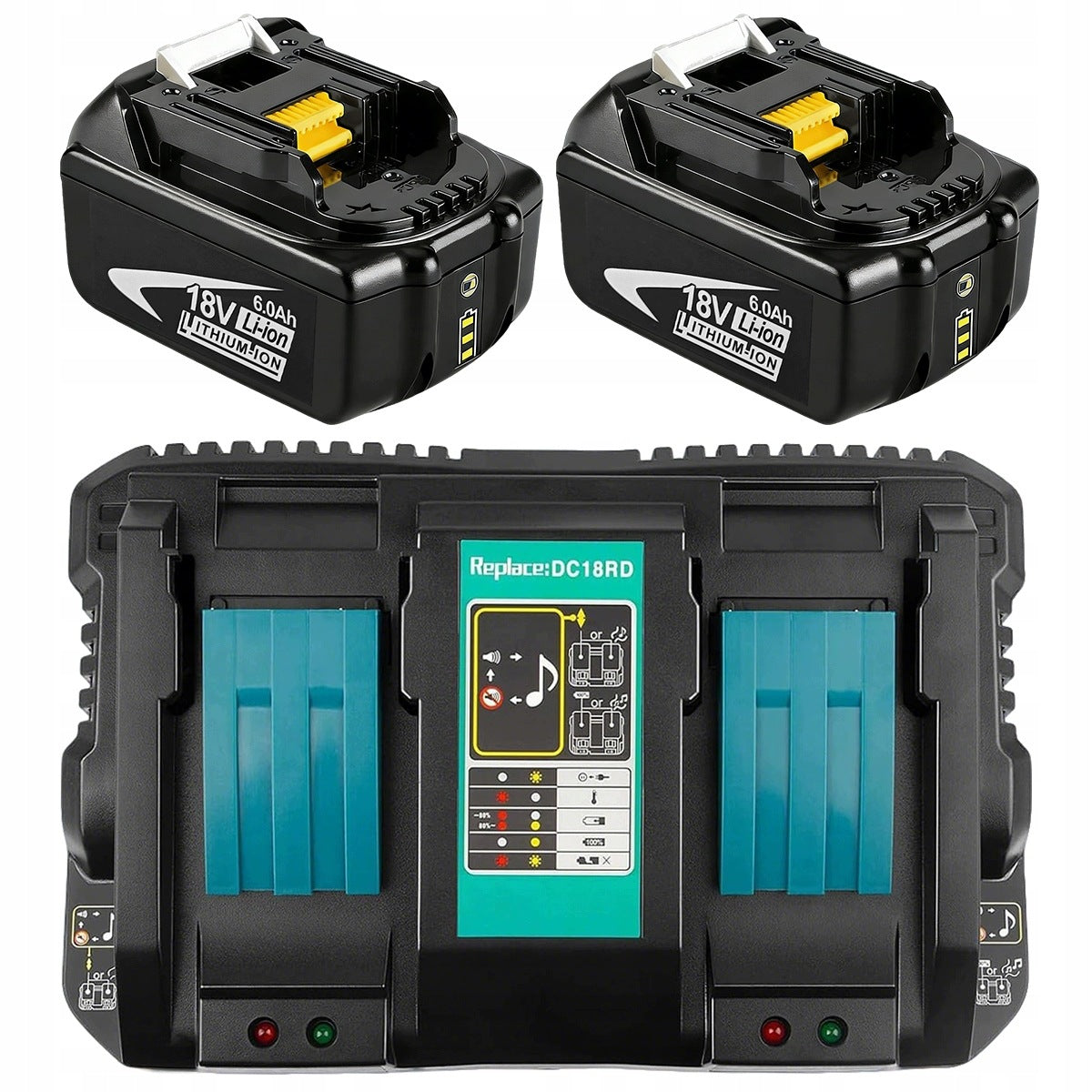 SET: 2X 18V 6.0AH BATTERY + DC18RD DUAL CHARGER FOR MOCK-UP TOOLS Brand no brand