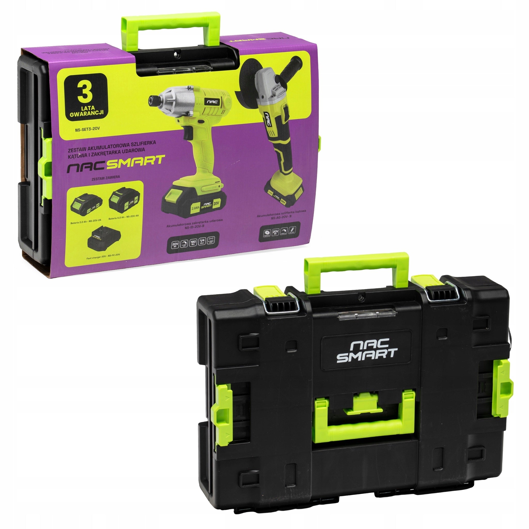 SET ANGLE GRINDER AND IMPACT DRIVER 20 V NAC SMART NS-SET3-20V Brand NAC