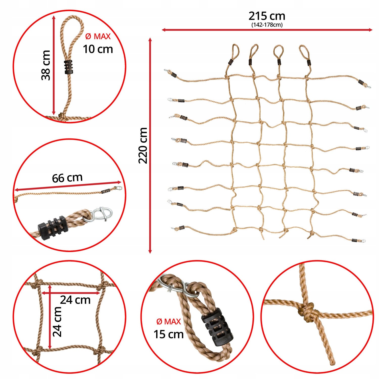 SET Accessories for square toys Mesh 125x200 cm climbing rope Kid's age 3+ years