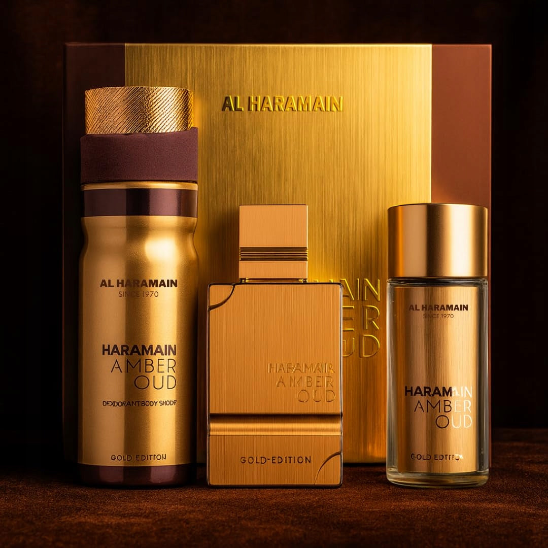 SET Al Haramain Amber Oud Gold Edition EDP 75 ml + 30ml EDP + 250ml mist Brand Al Haramain