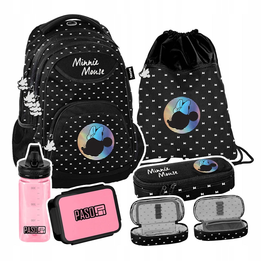 SET BEUNIQ MINNIE BACKPACK BAG PENCIL CASE WATER BOTTLE
