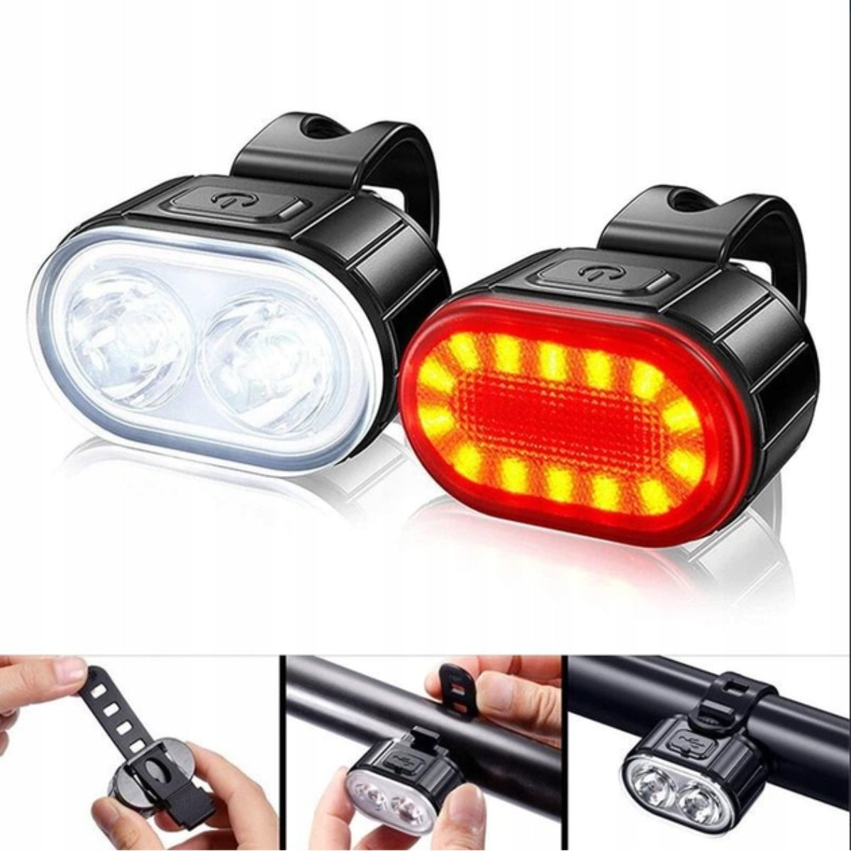 SET BICYCLE LIGHT FRONT REAR LED LIGHT FOR BIKE HANDLEBAR USB Manufacturer code BLS-02A