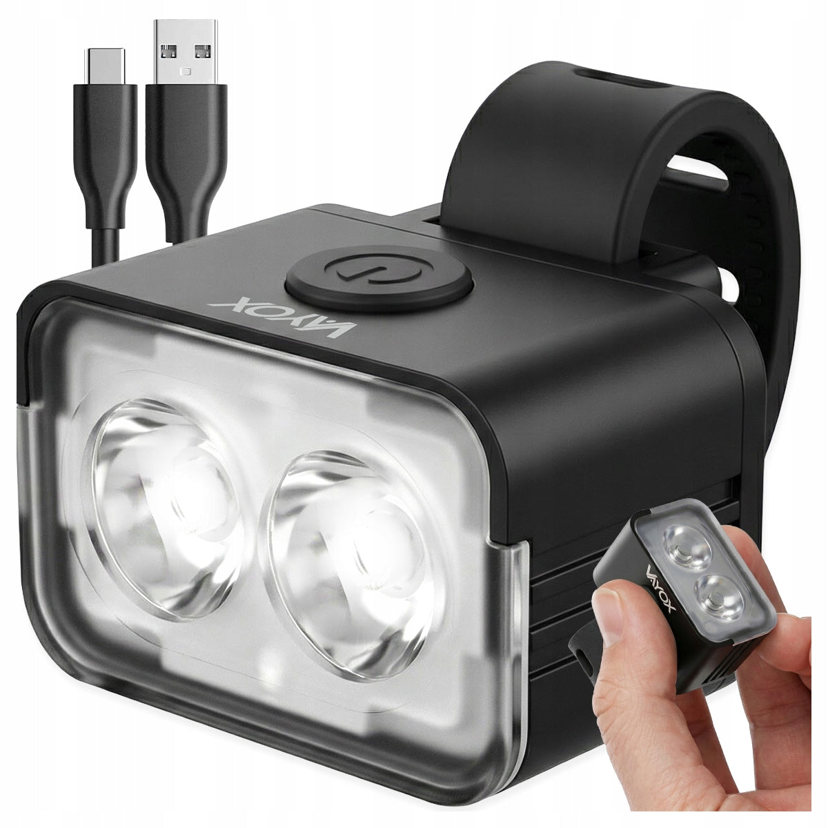 SET BICYCLE LIGHT USB FRONT REAR LIGHT REAR FRONT AKU VAYOX Manufacturer code Lampki rowerowe oświetlenie VA0153 + VA0152