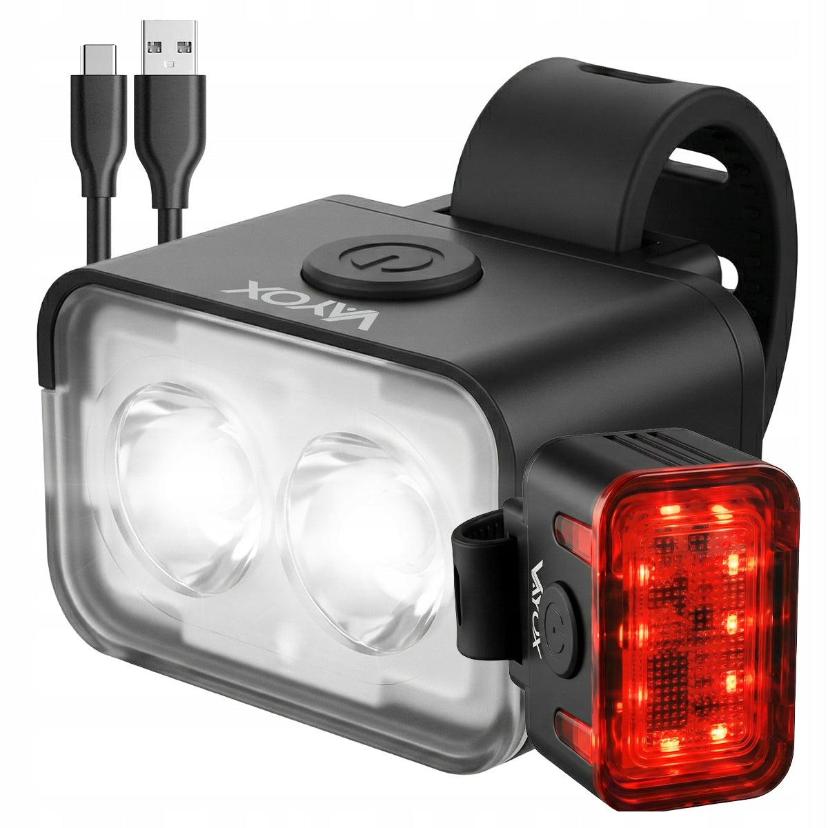 SET BICYCLE LIGHT USB FRONT REAR LIGHT REAR FRONT AKU VAYOX