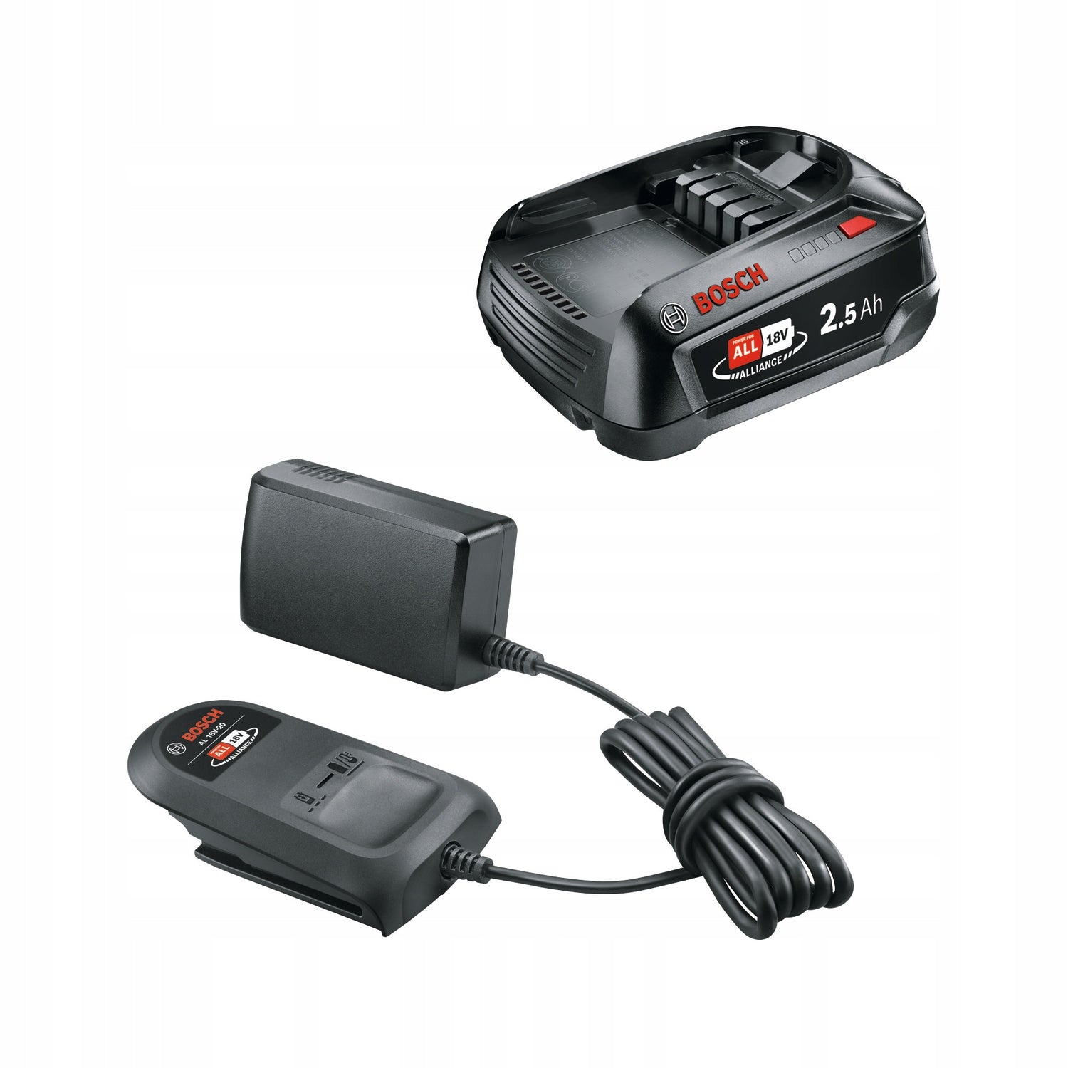 SET Battery PBA 18V 2,5Ah + Charger AL18V-20 BOSCH 1600A02625 Manufacturer code 1600A02625