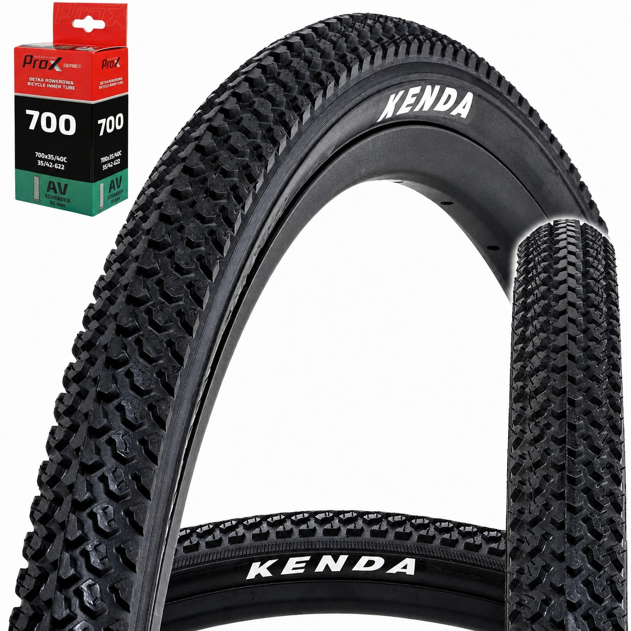SET Bicycle tyre Kenda K813 GRAVEL 28" 28x1,50 700x38C + AV inner tube