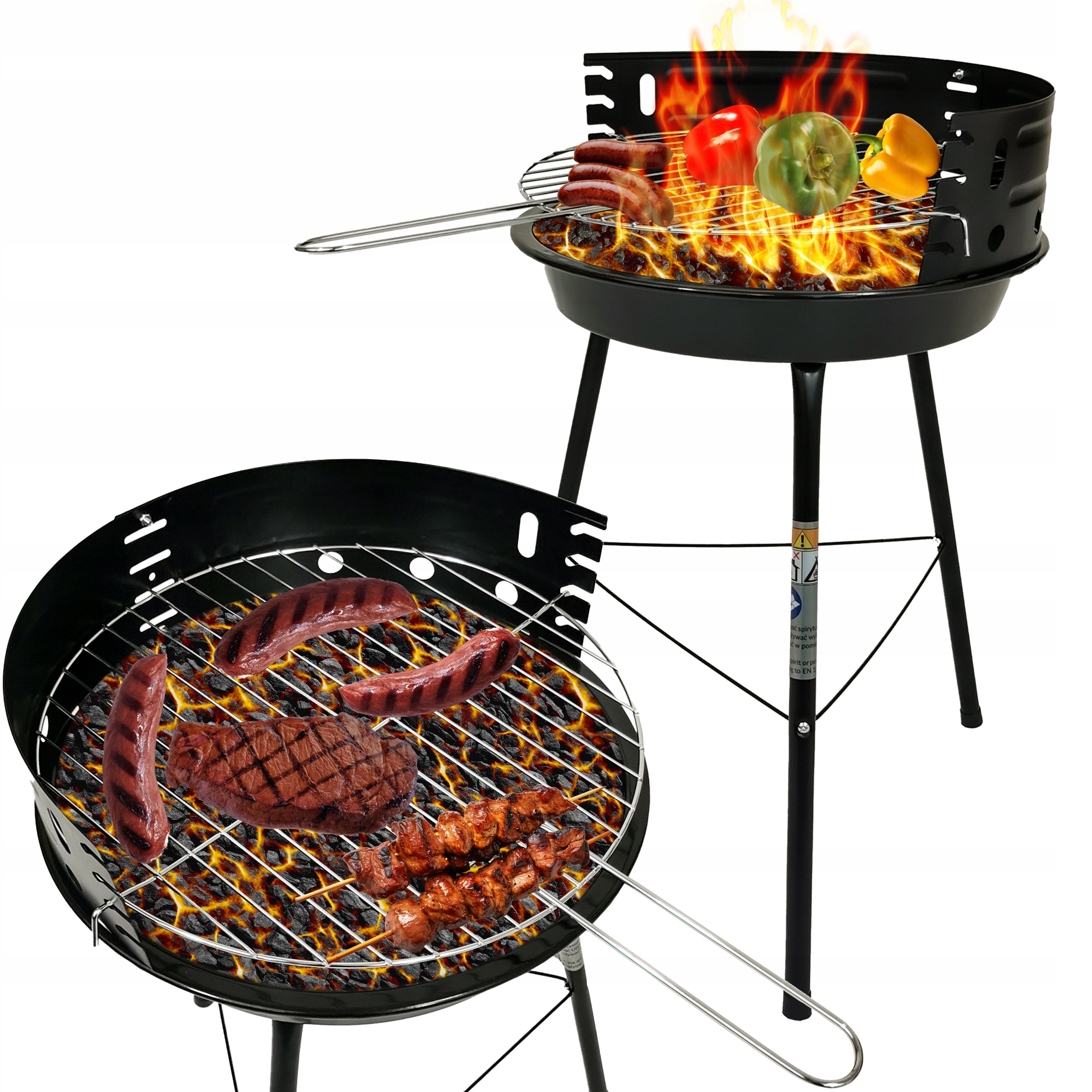 SET CHARCOAL GRILL ROUND TOURIST GRATE BBQ 1007 Packaging status original