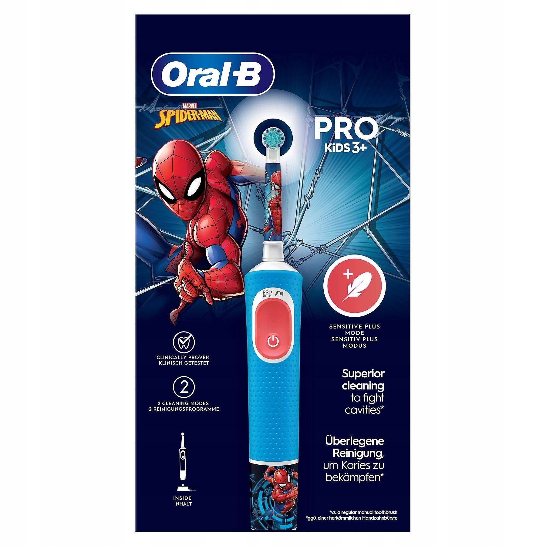 SET ELECTRIC TOOTHBRUSH ORAL-B VITALITY 100 SPIDERMAN + TIPS Packaging status original
