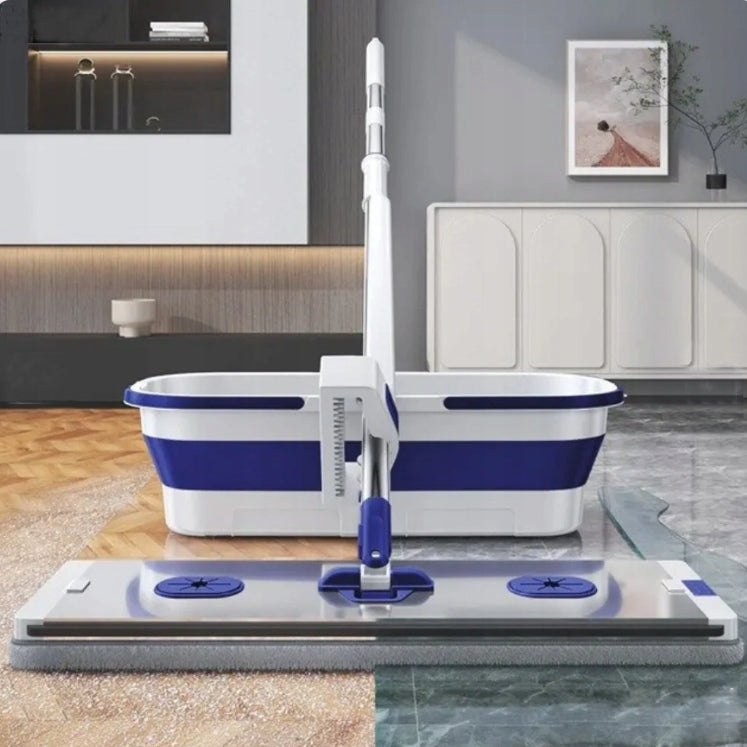 SET FLAT MOP WITH SQUEEZER + FOLDING BUCKET + 2 PADS Brand no brand