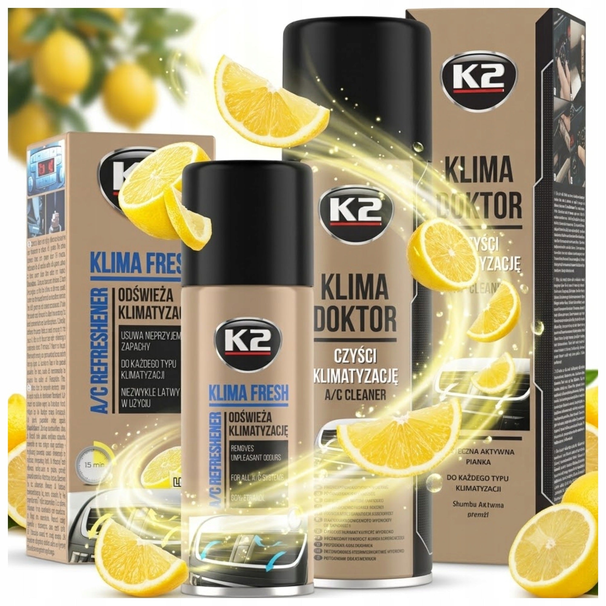 SET FOR DEFUNGING AIR CONDITIONING REFRESHMENT K2 LEMON KLIMA DOCTOR