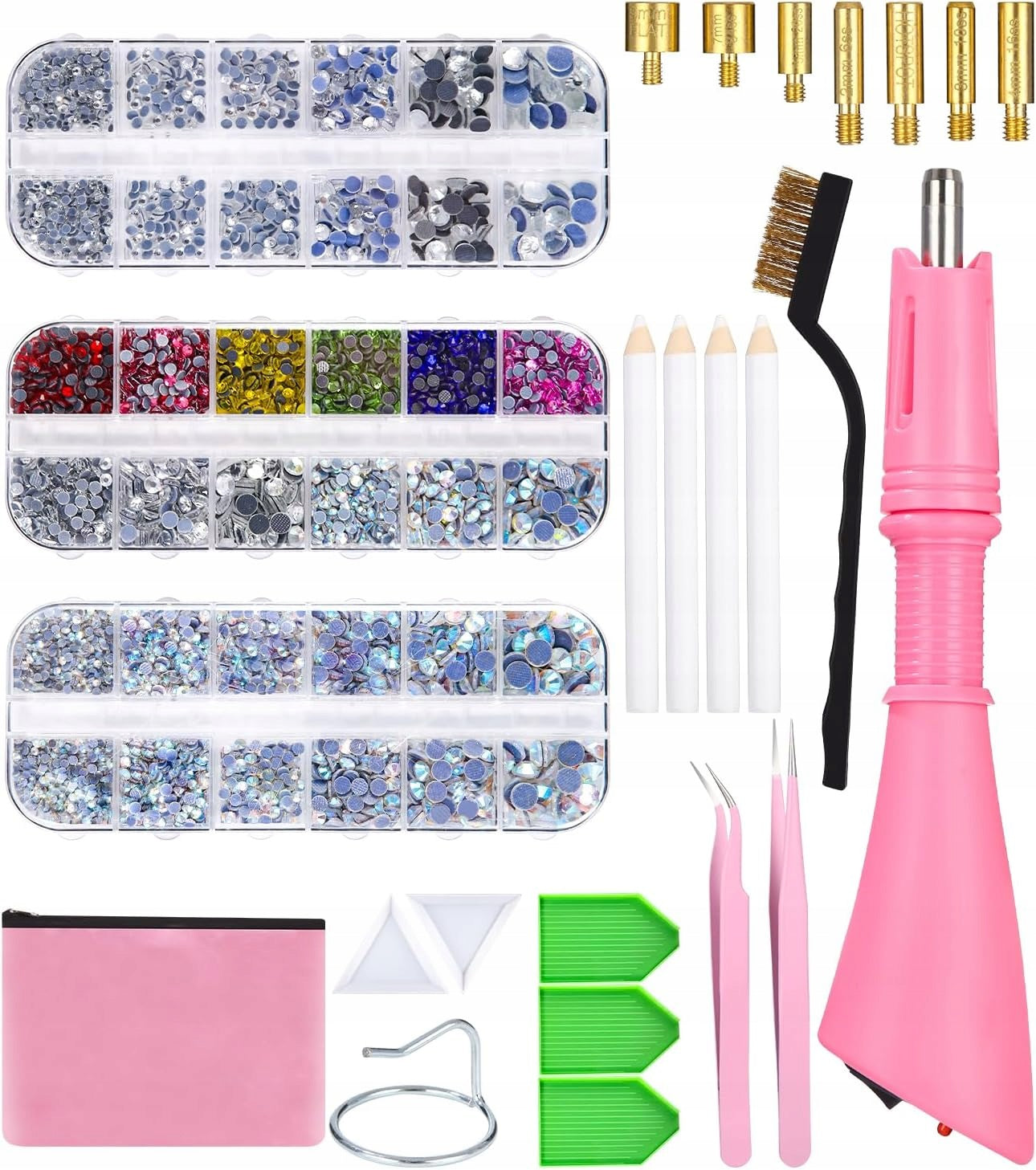 SET FOR GLUING DIAMOND CRYSTALS ON CLOTHES APPLICATOR 7 TIPS