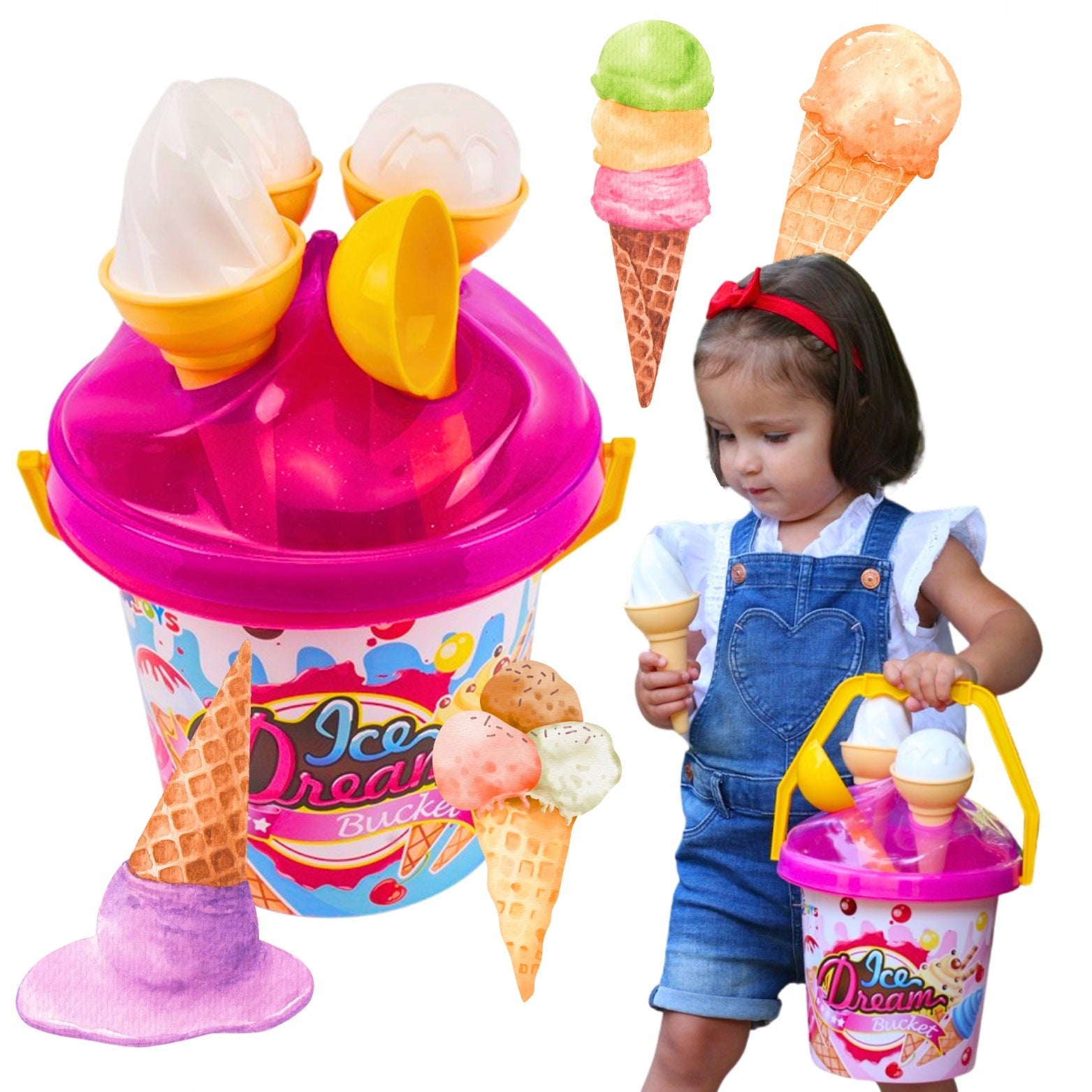 SET FOR SANDBOX ICE CREAM MOLDS BUCKET FOR CHILDREN 5743