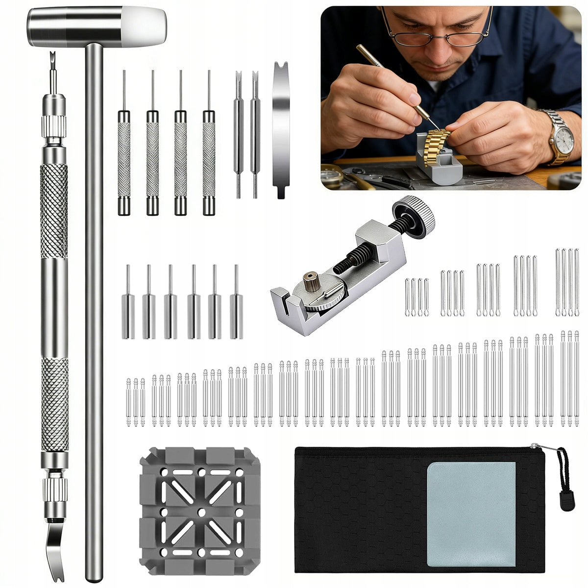 SET FOR SHORTENING THE WATCH BRACELET PIN PUNCH