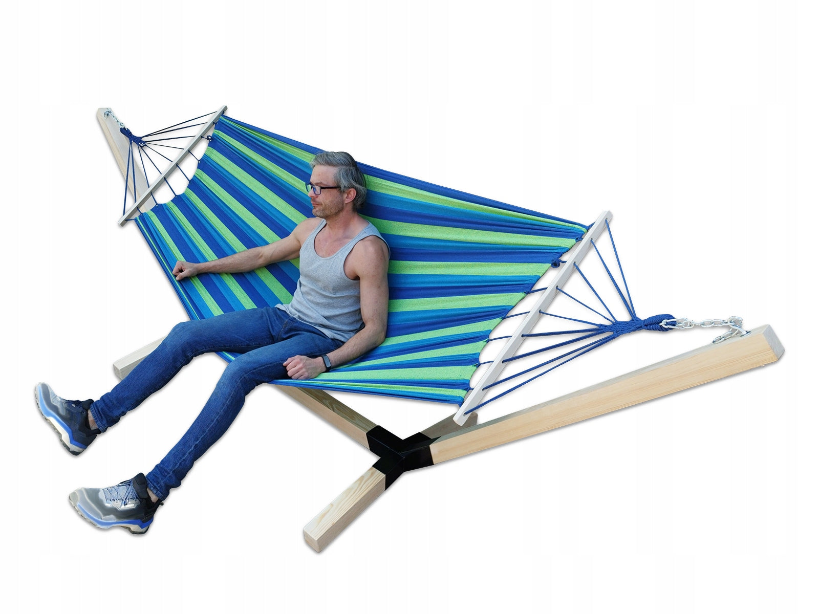 SET FRAME + DOUBLE HAMMOCK portable set - COMFORT ZONE up to 200 KG