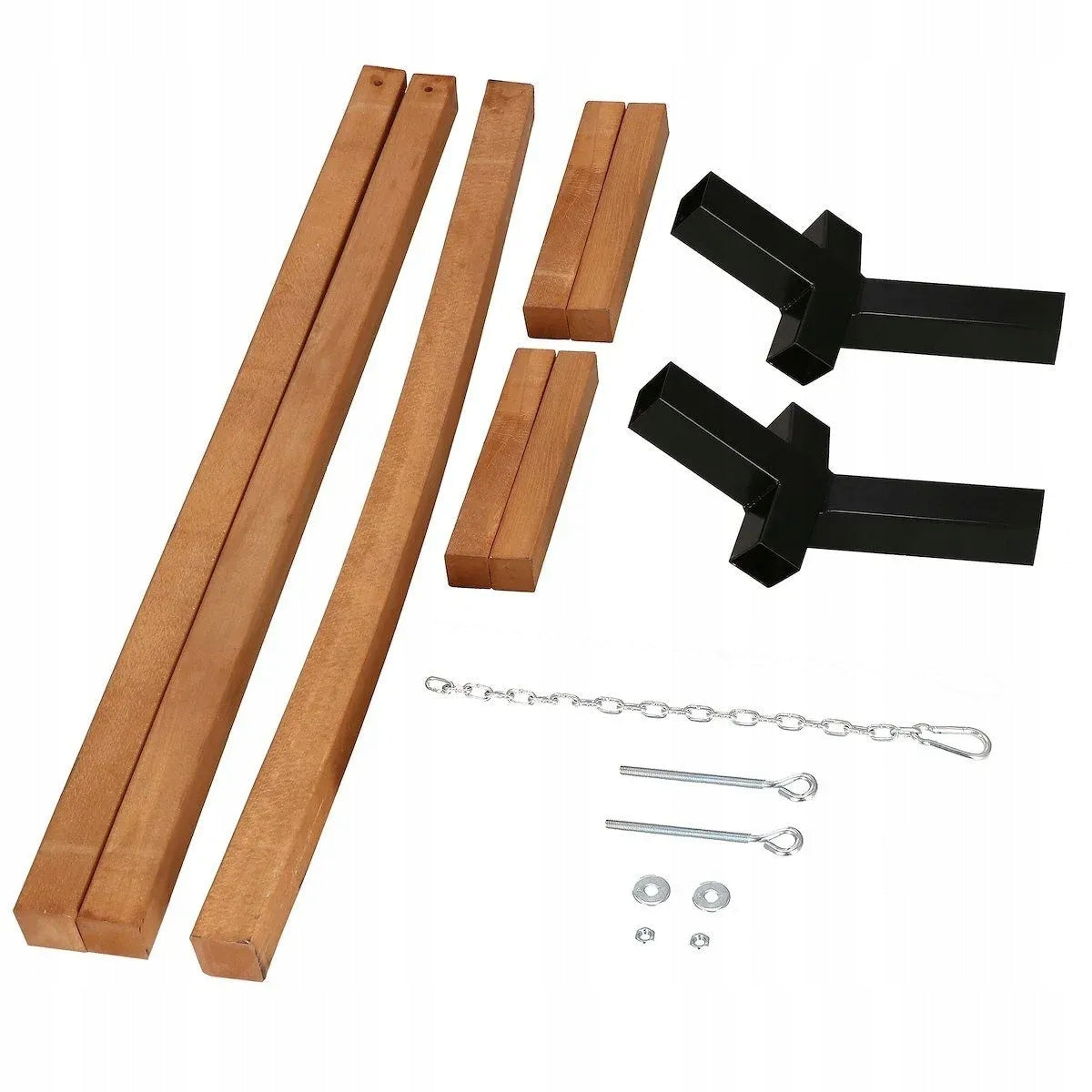 SET FRAME FOR WOODEN HAMMOCK IMPREGNATED 300KG + DOUBLE HAMMOCK Material width 155 cm