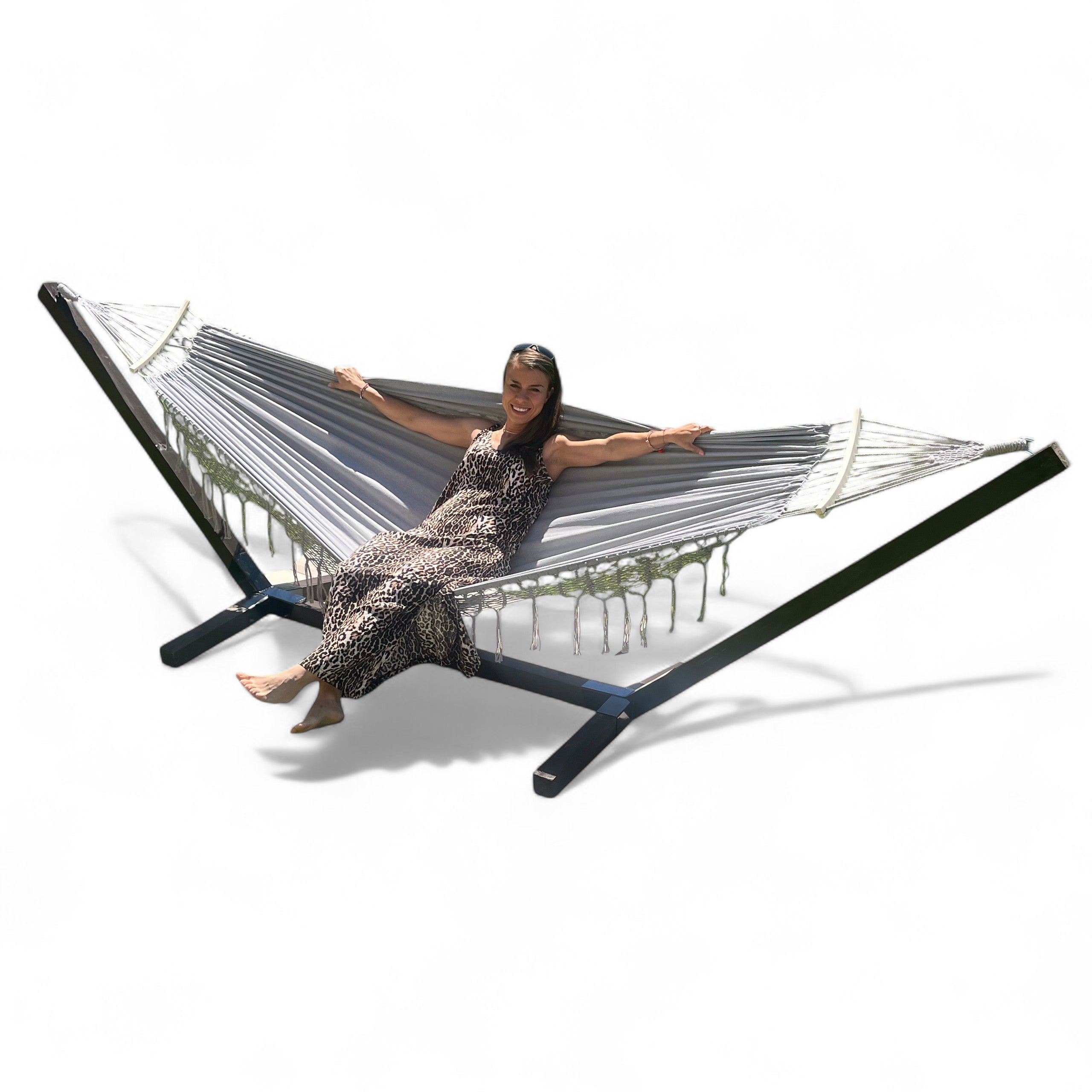 SET FRAME + HAMMOCK 2 OS BOHO GREY PORTABLE SET COMFORT ZONE 200 KG