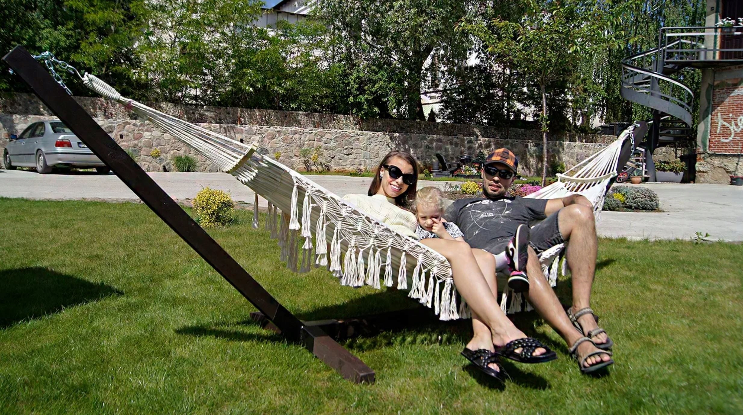 SET FRAME + HAMMOCK 2 PERS. BOHO ECRU portable set COMFORT ZONE 200 KG Packaging status original