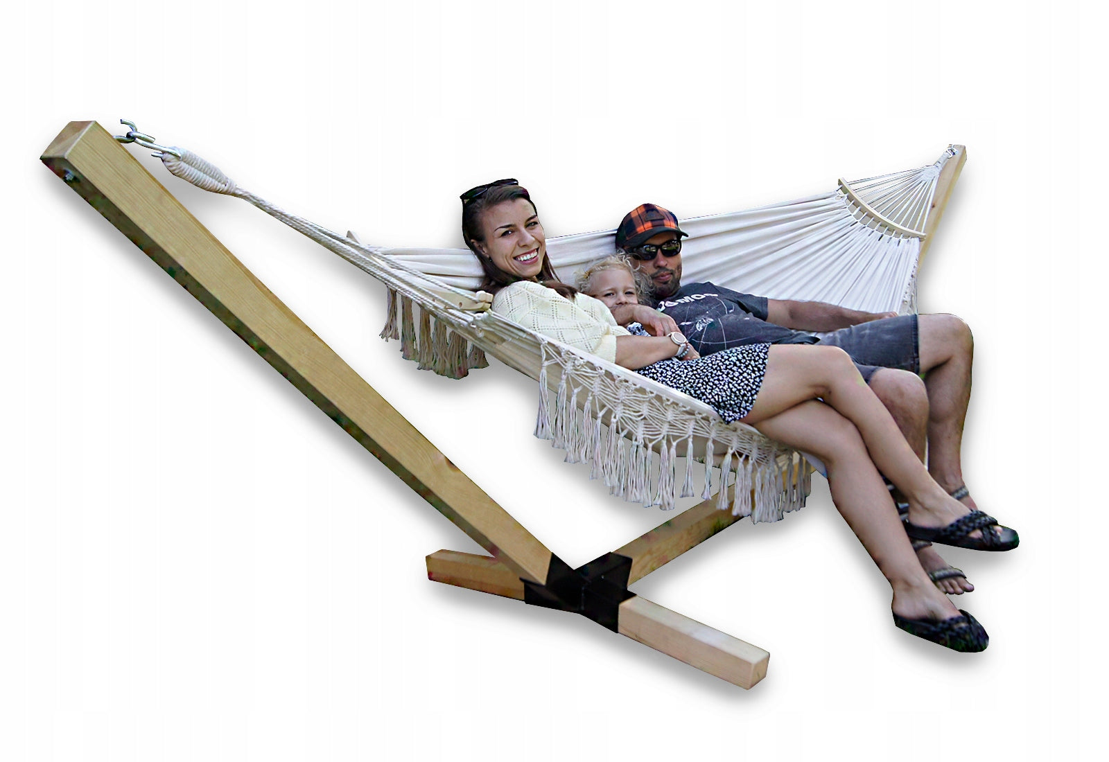 SET FRAME + HAMMOCK 2 PERS. BOHO ECRU portable set COMFORT ZONE 200 KG