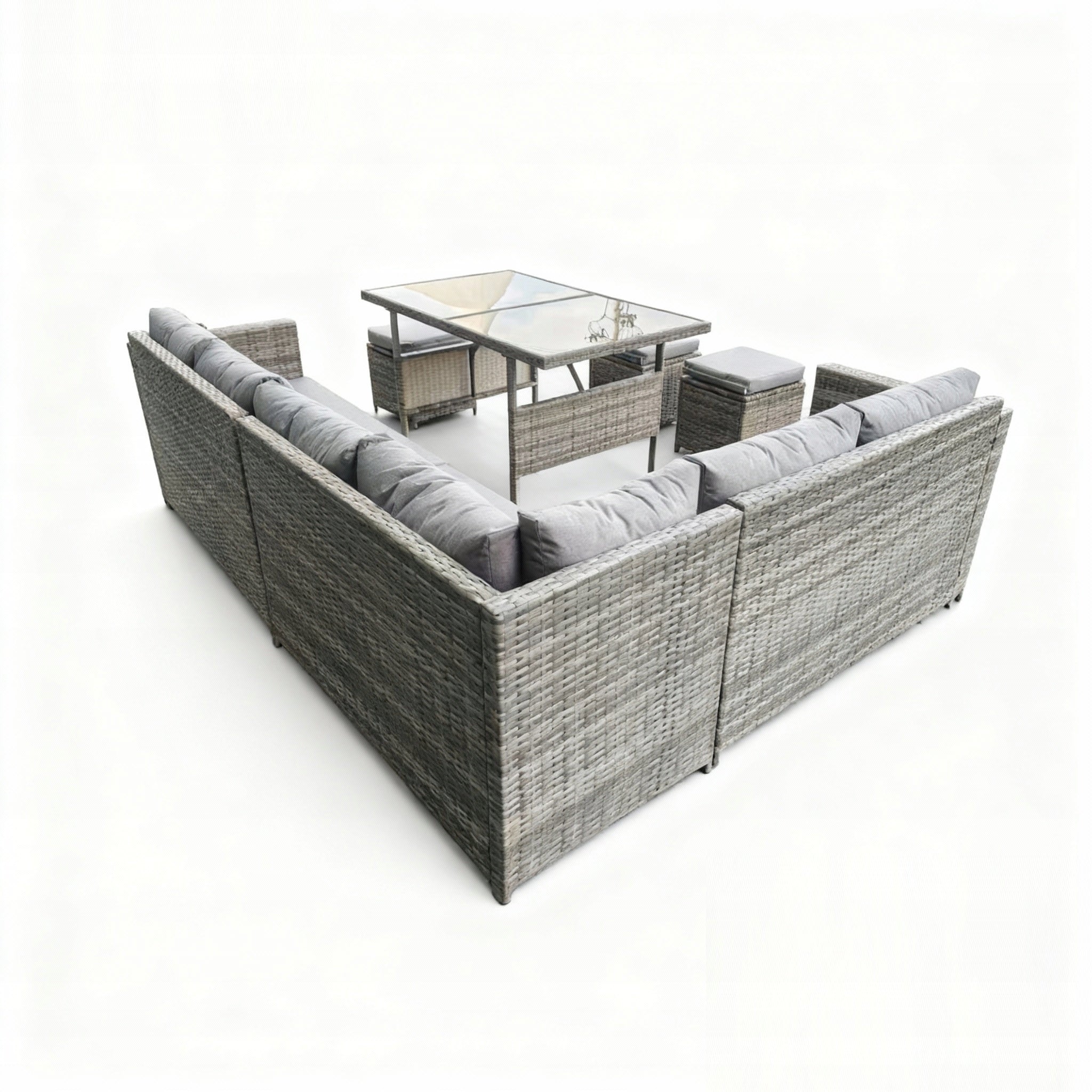 SET GARDEN FURNITURE RATTAN CORNER, HIGH TABLE 9PEOPLE Main material synthetic rattan