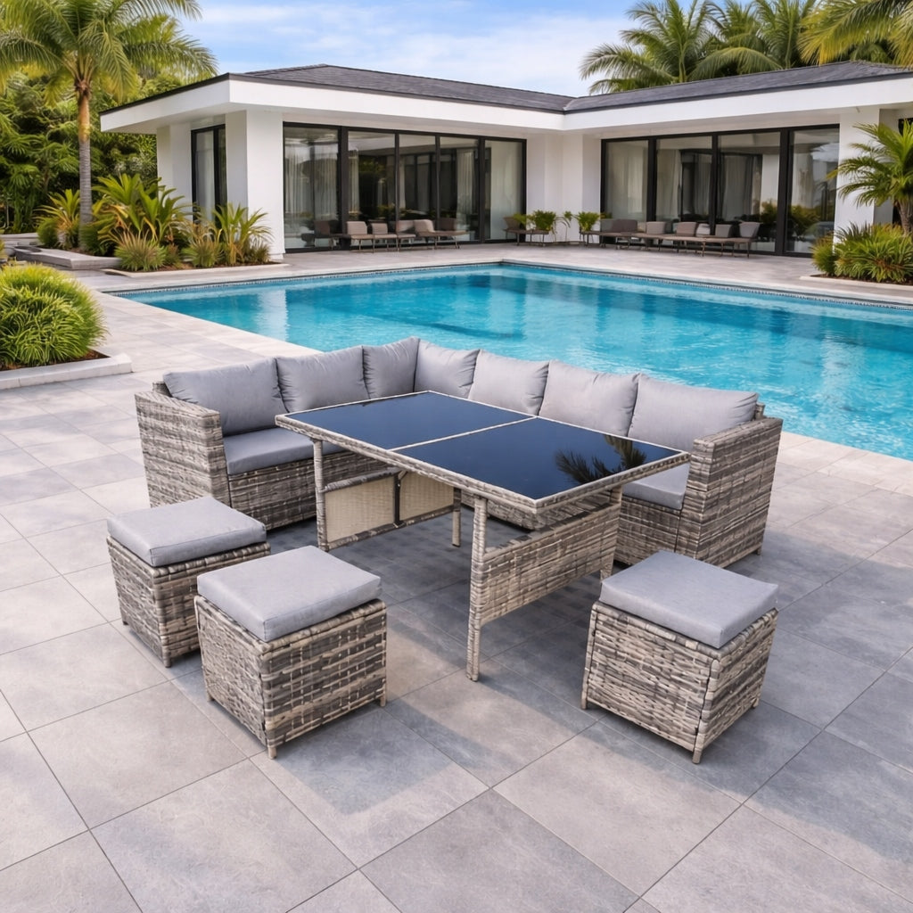 SET GARDEN FURNITURE RATTAN CORNER, HIGH TABLE 9PEOPLE Manufacturer GARDENOVE