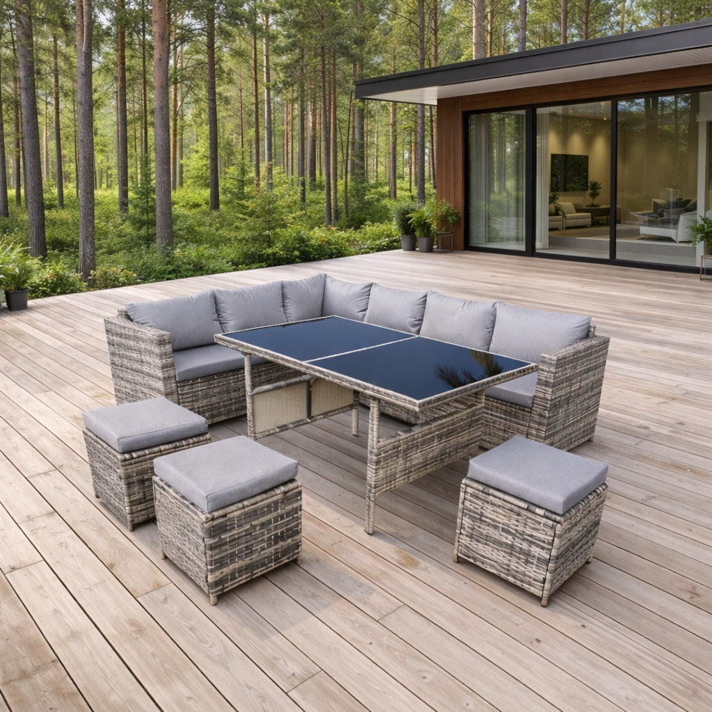 SET GARDEN FURNITURE RATTAN CORNER, HIGH TABLE 9PEOPLE Manufacturer code 654